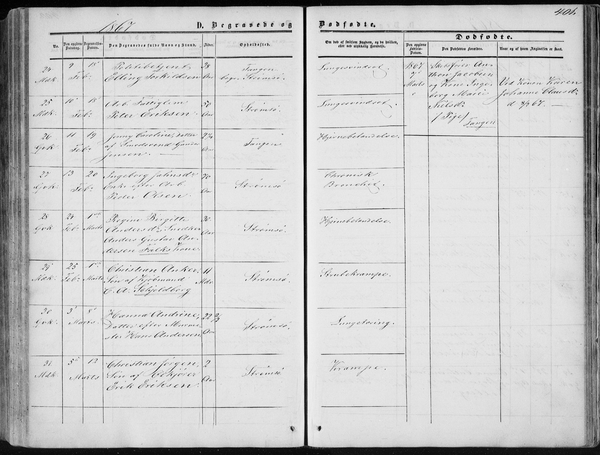 Strømsø kirkebøker, AV/SAKO-A-246/F/Fa/L0015: Parish register (official) no. I 15, 1859-1868, p. 401