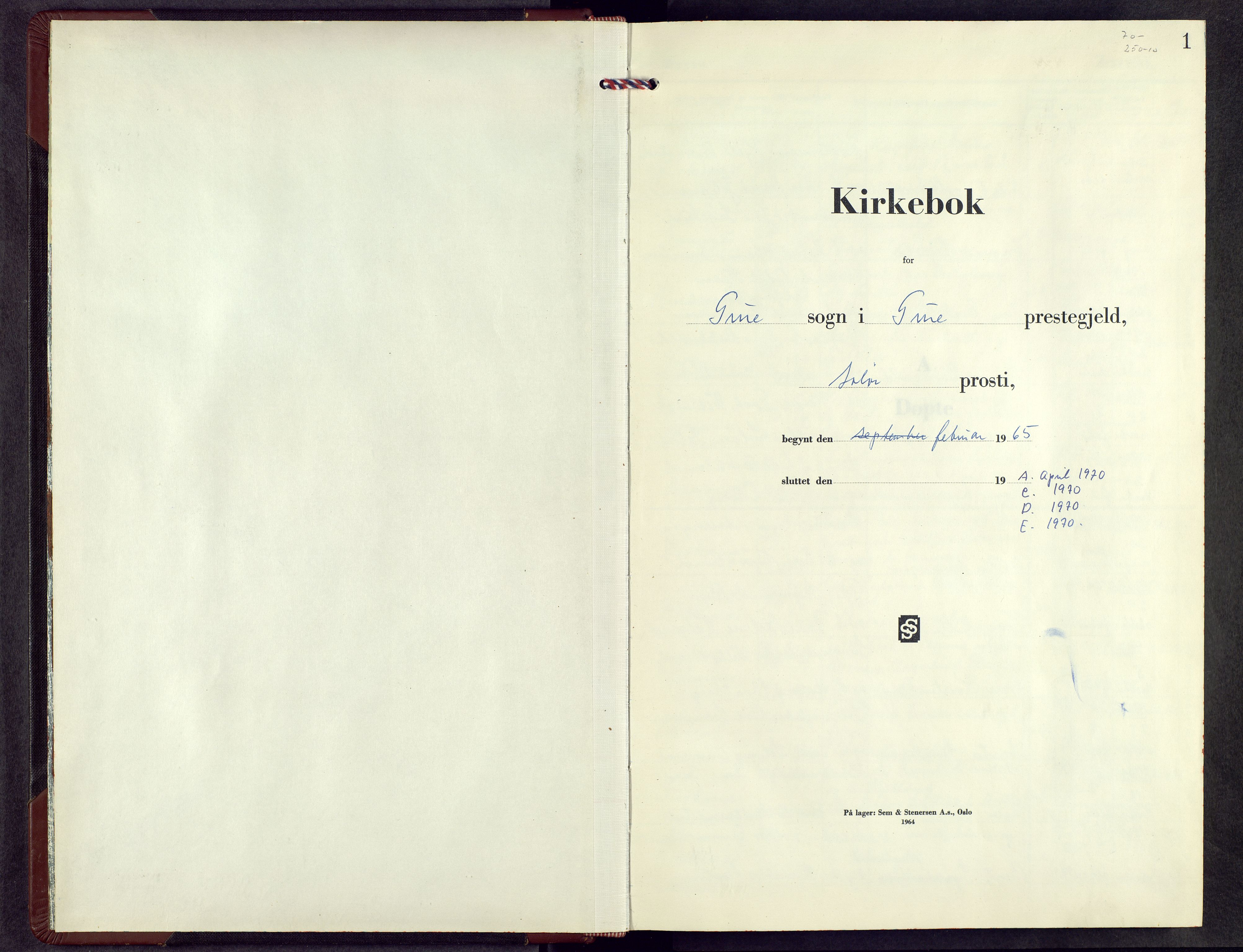 Grue prestekontor, AV/SAH-PREST-036/H/Ha/Hab/L0012: Parish register (copy) no. 12, 1965-1970, p. 1