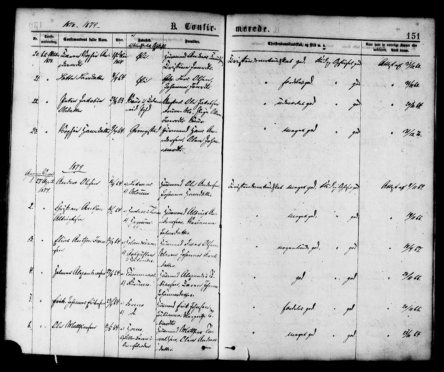 Ministerialprotokoller, klokkerbøker og fødselsregistre - Nord-Trøndelag, SAT/A-1458/758/L0516: Parish register (official) no. 758A03 /1, 1869-1879, p. 151