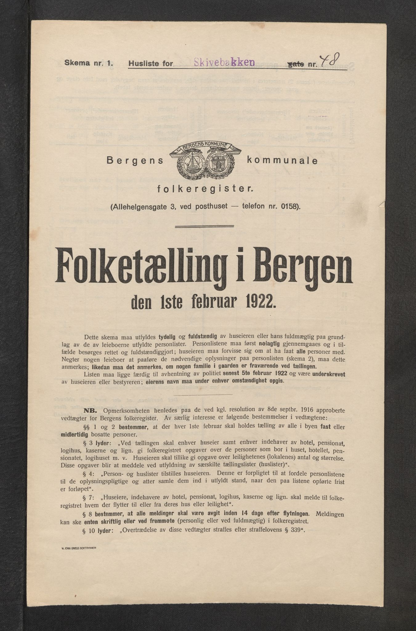 SAB, Municipal Census 1922 for Bergen, 1922, p. 37075