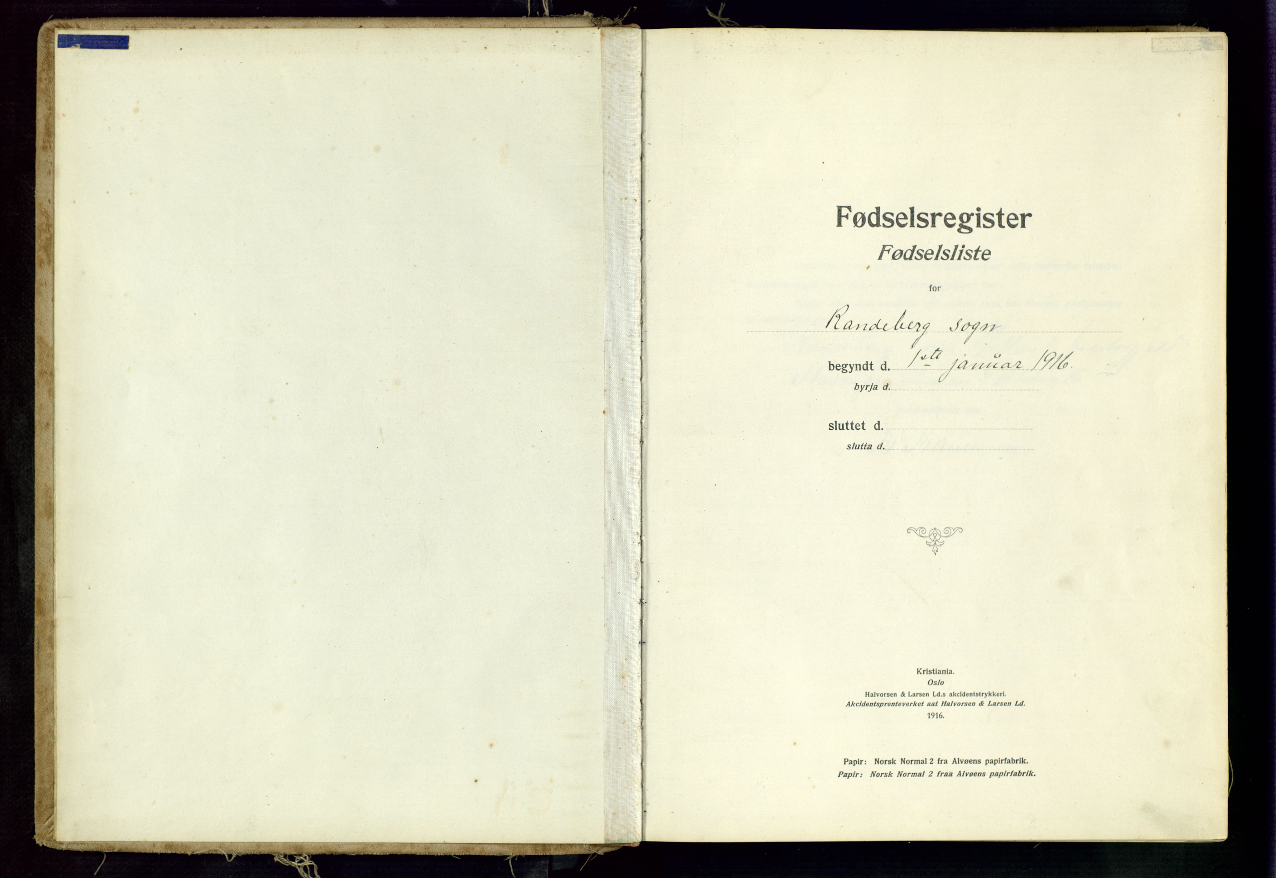 Hetland sokneprestkontor, SAST/A-101826/70/704BA/L0001: Birth register no. 1, 1916-1954