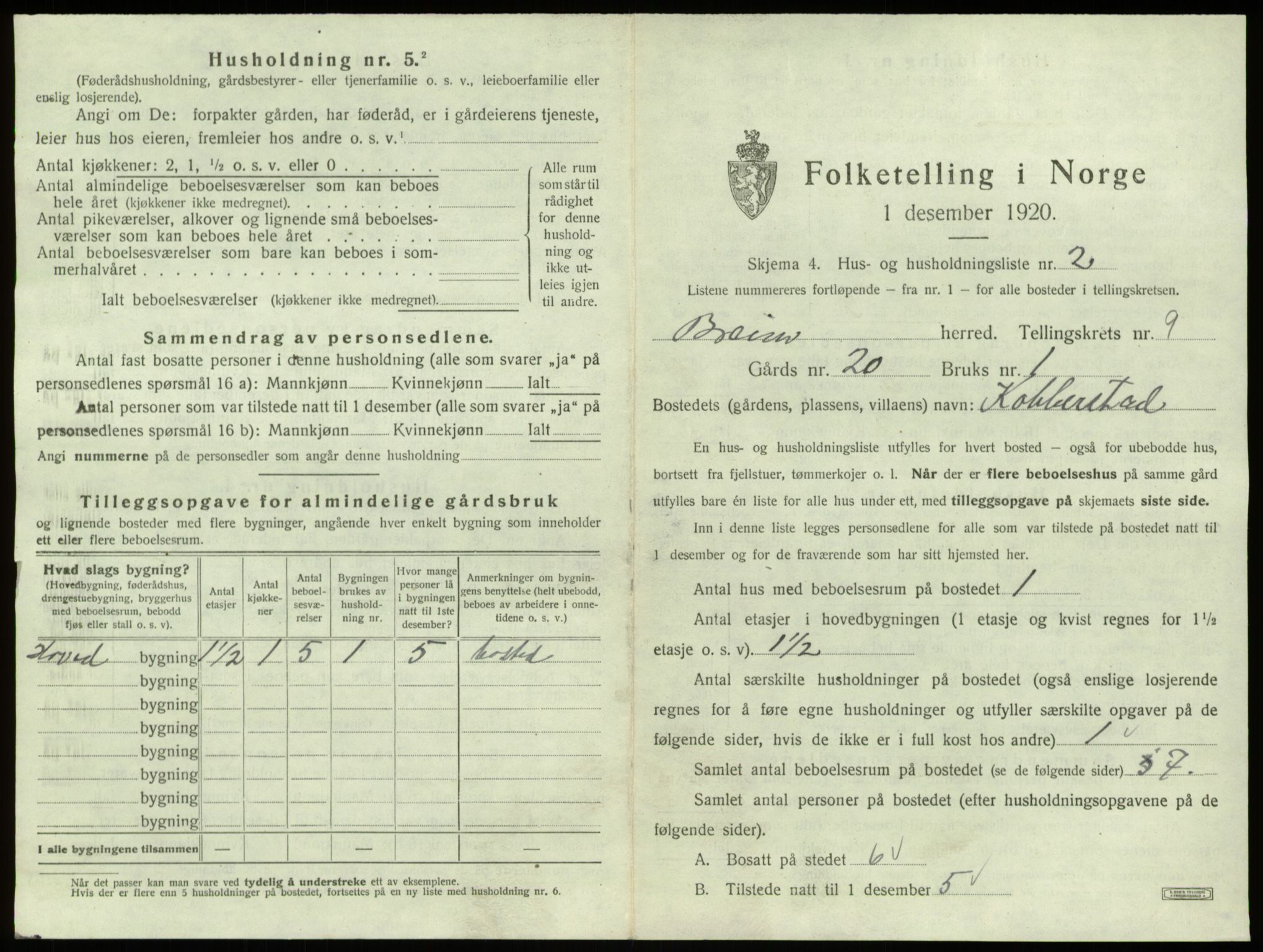 SAB, 1920 census for Breim, 1920, p. 617