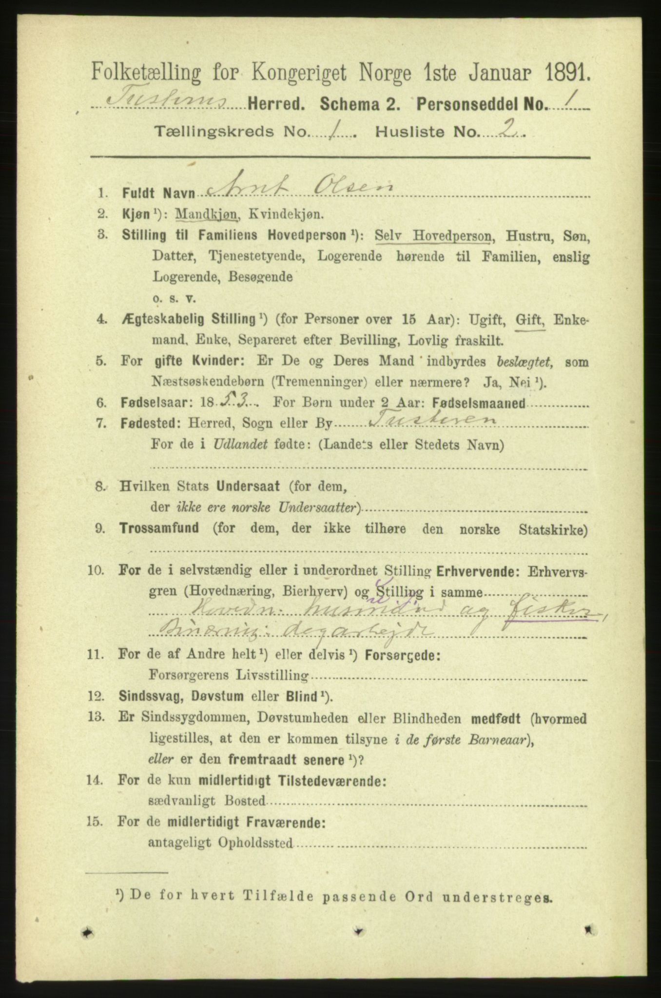 RA, 1891 census for 1572 Tustna, 1891, p. 105