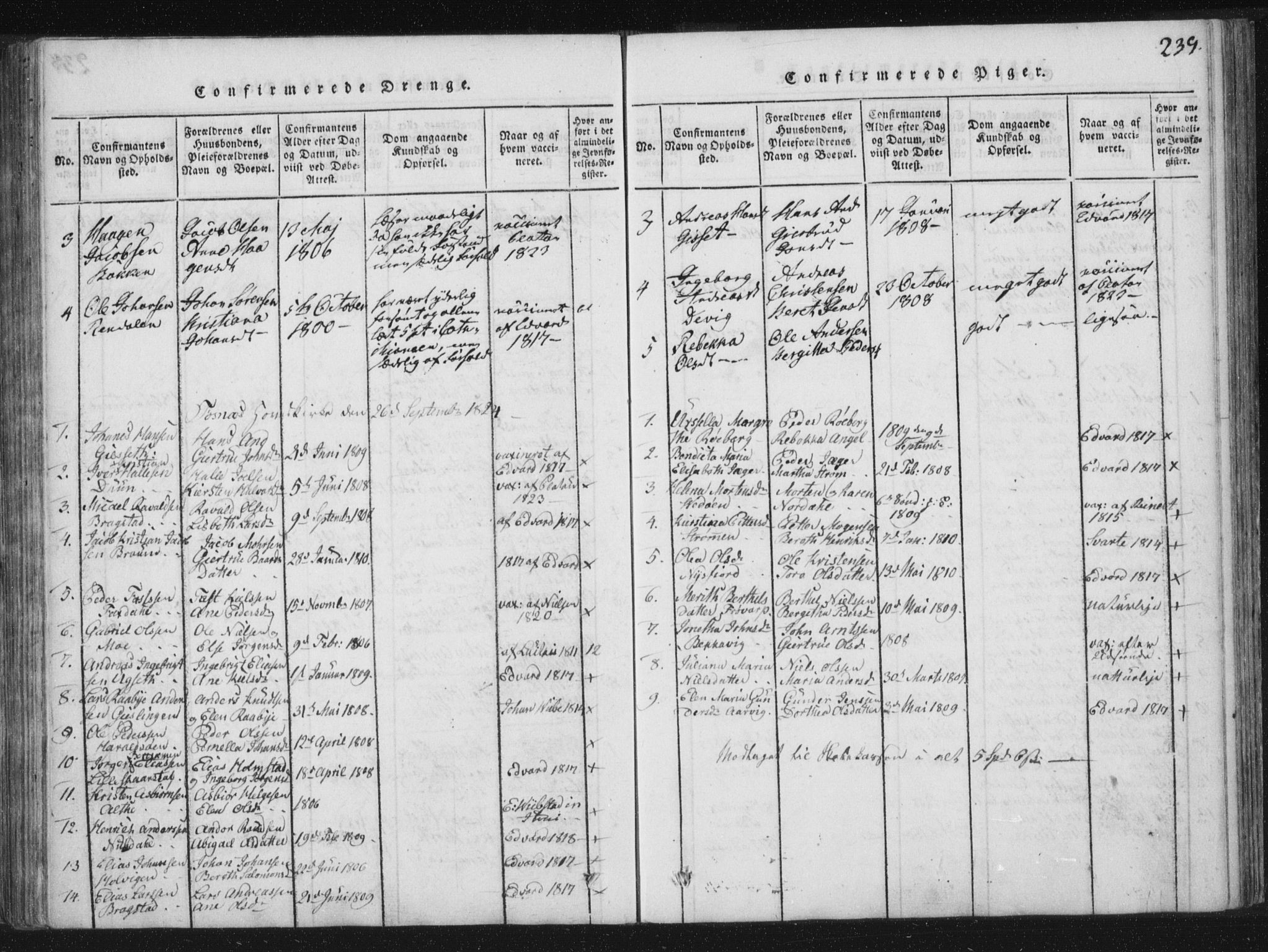 Ministerialprotokoller, klokkerbøker og fødselsregistre - Nord-Trøndelag, SAT/A-1458/773/L0609: Parish register (official) no. 773A03 /1, 1815-1830, p. 239