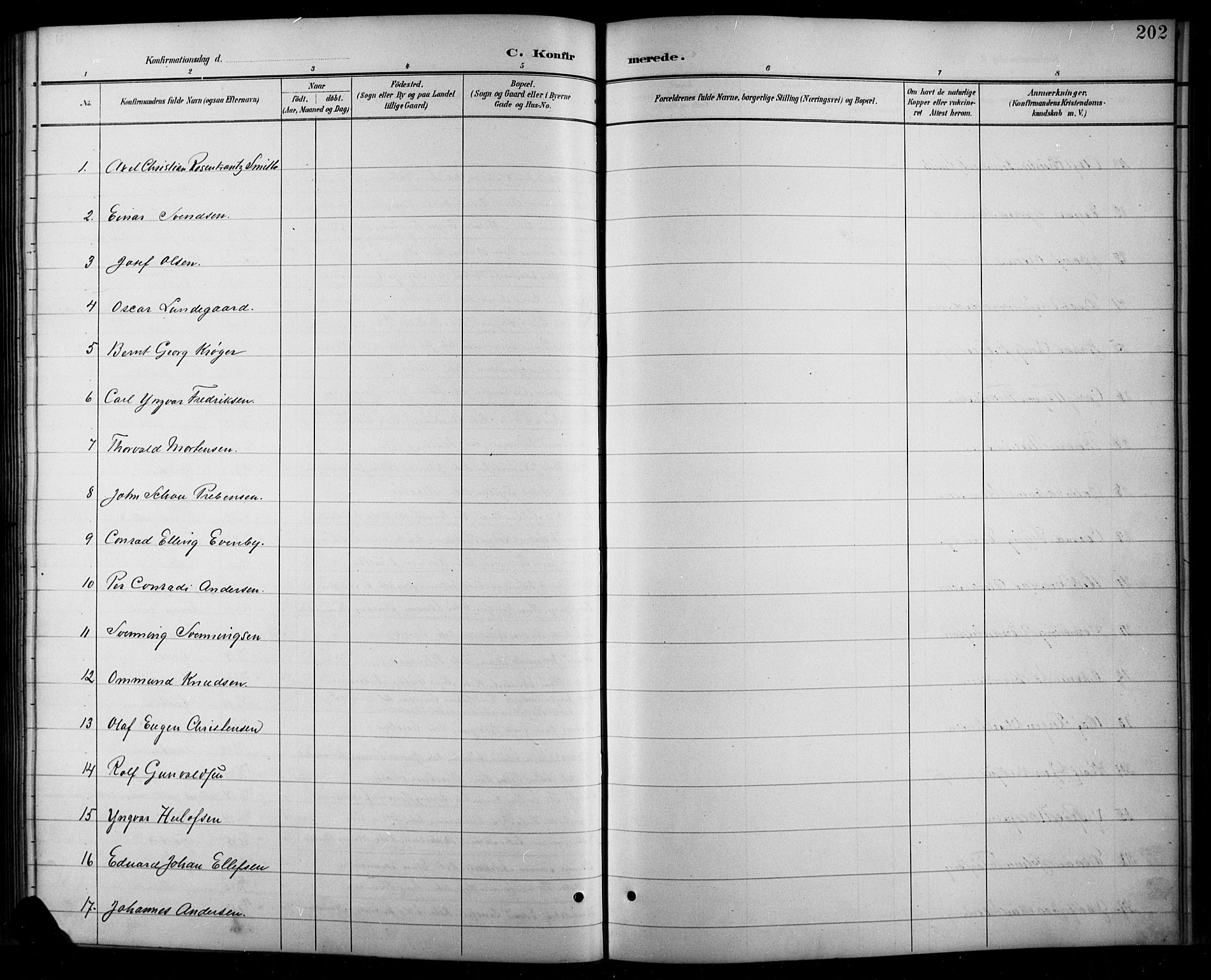 Arendal sokneprestkontor, Trefoldighet, SAK/1111-0040/F/Fb/L0006: Parish register (copy) no. B 6, 1889-1916, p. 202