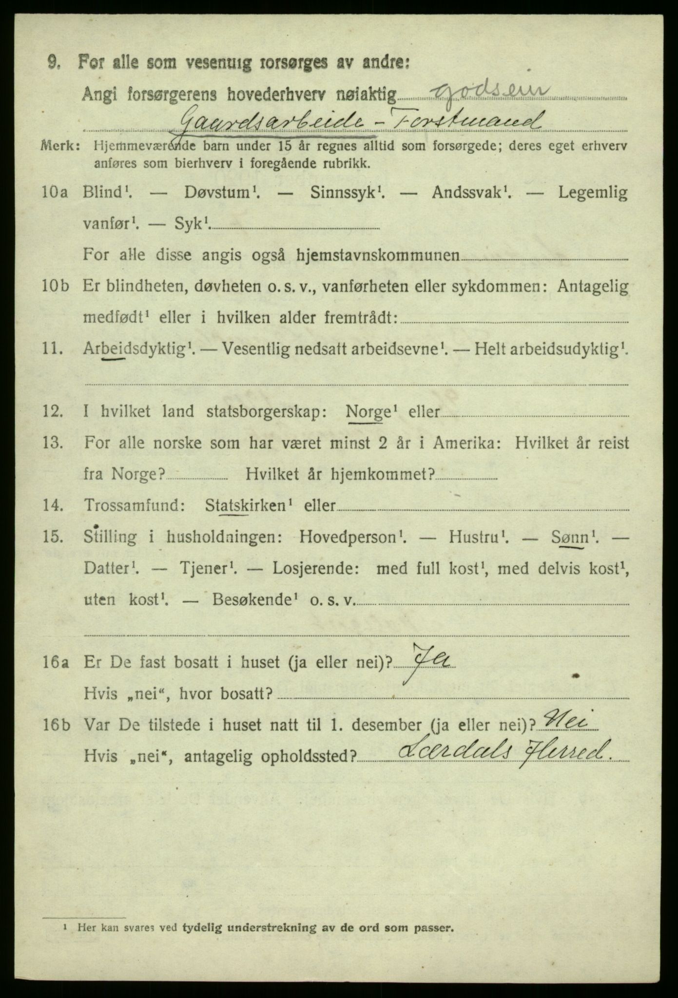 SAB, 1920 census for Leikanger, 1920, p. 3597