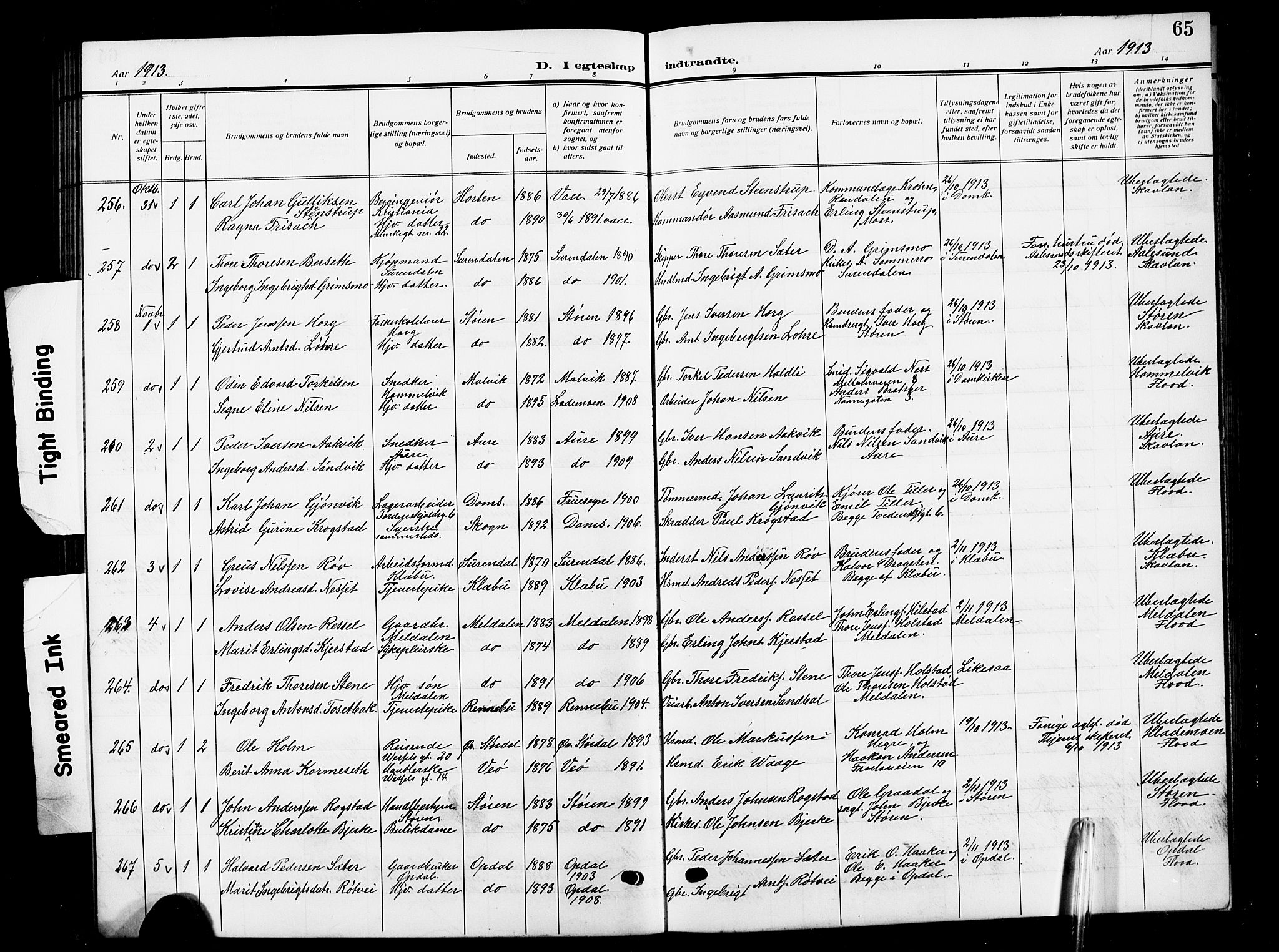 Ministerialprotokoller, klokkerbøker og fødselsregistre - Sør-Trøndelag, AV/SAT-A-1456/601/L0097: Parish register (copy) no. 601C15, 1911-1921, p. 65