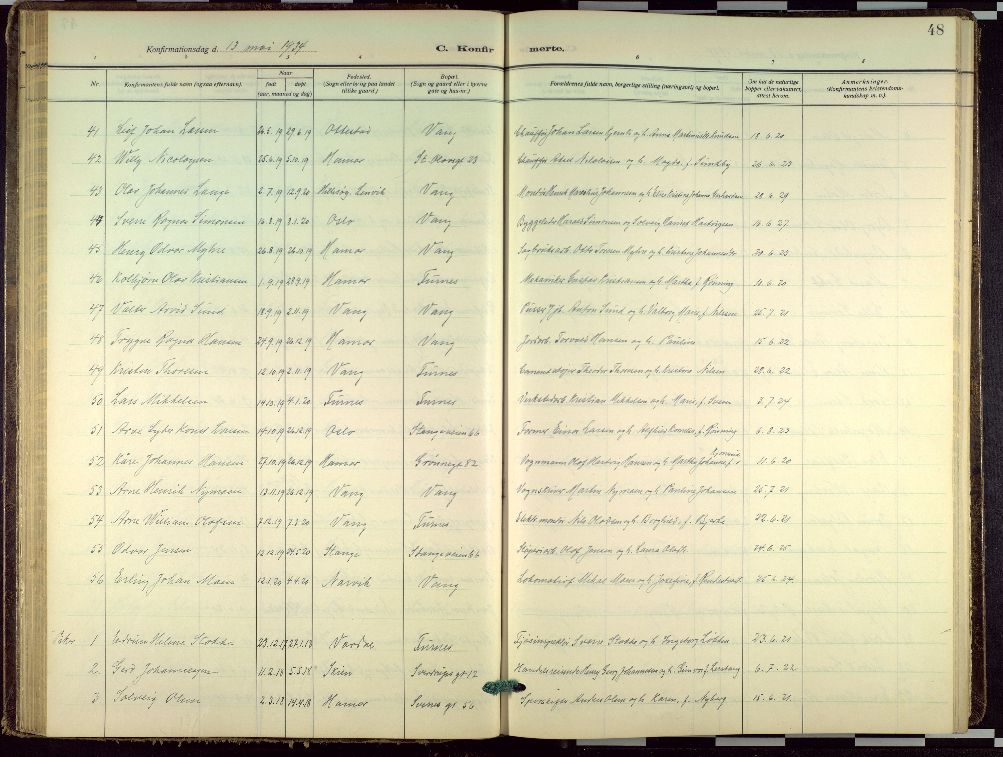 Hamar prestekontor, AV/SAH-DOMPH-002/H/Ha/Haa/L0005: Parish register (official) no. 5, 1929-1958, p. 48
