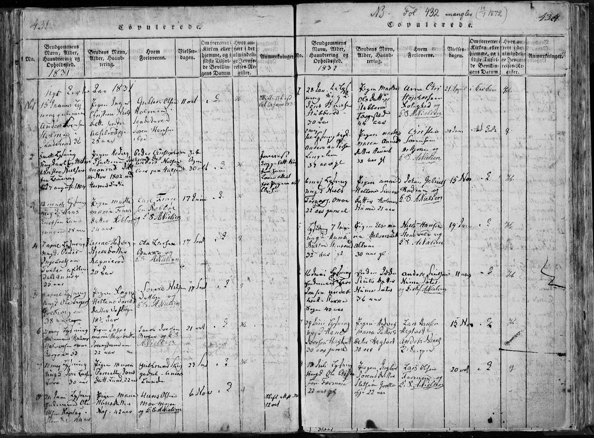 Hedrum kirkebøker, SAKO/A-344/F/Fa/L0004: Parish register (official) no. I 4, 1817-1835, p. 431-432