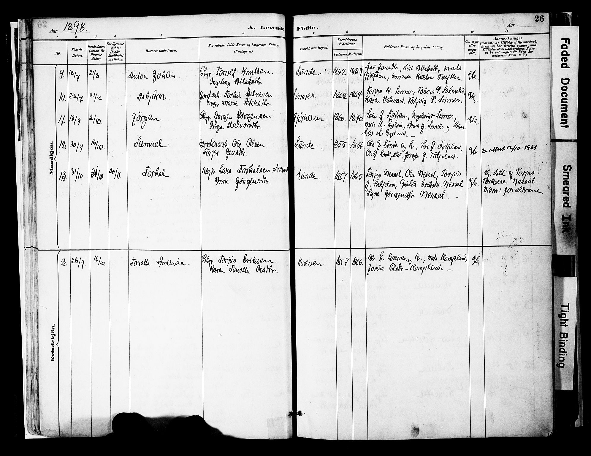 Sirdal sokneprestkontor, AV/SAK-1111-0036/F/Fa/Faa/L0001: Parish register (official) no. A 1, 1887-1910, p. 26