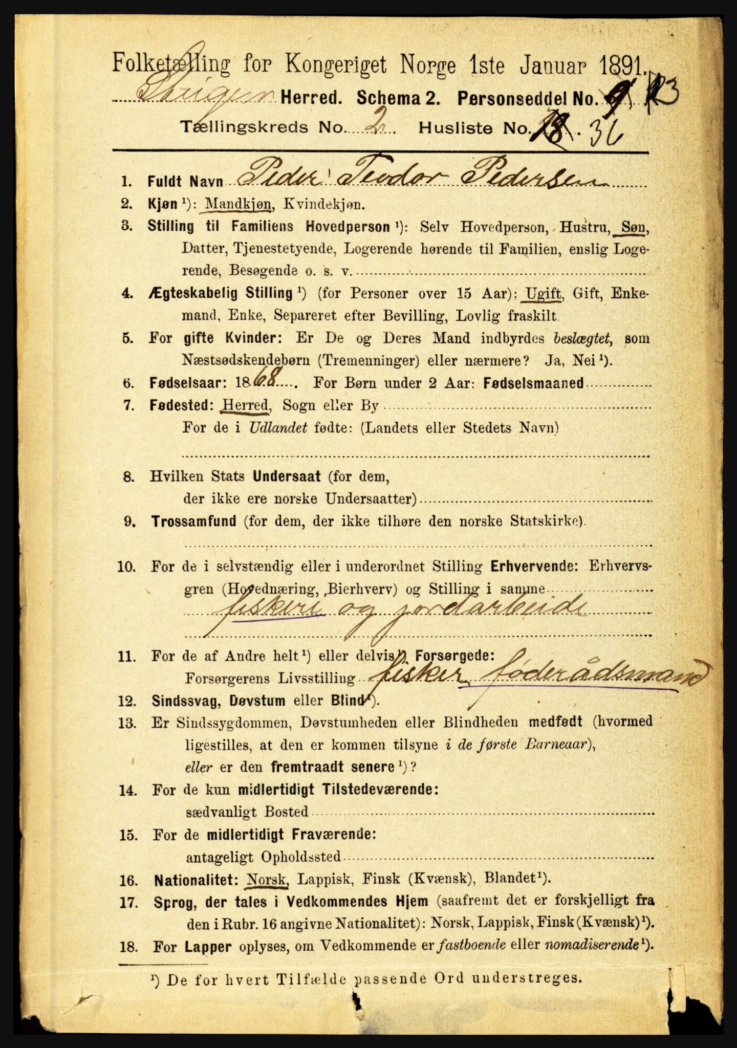 RA, 1891 census for 1848 Steigen, 1891, p. 860