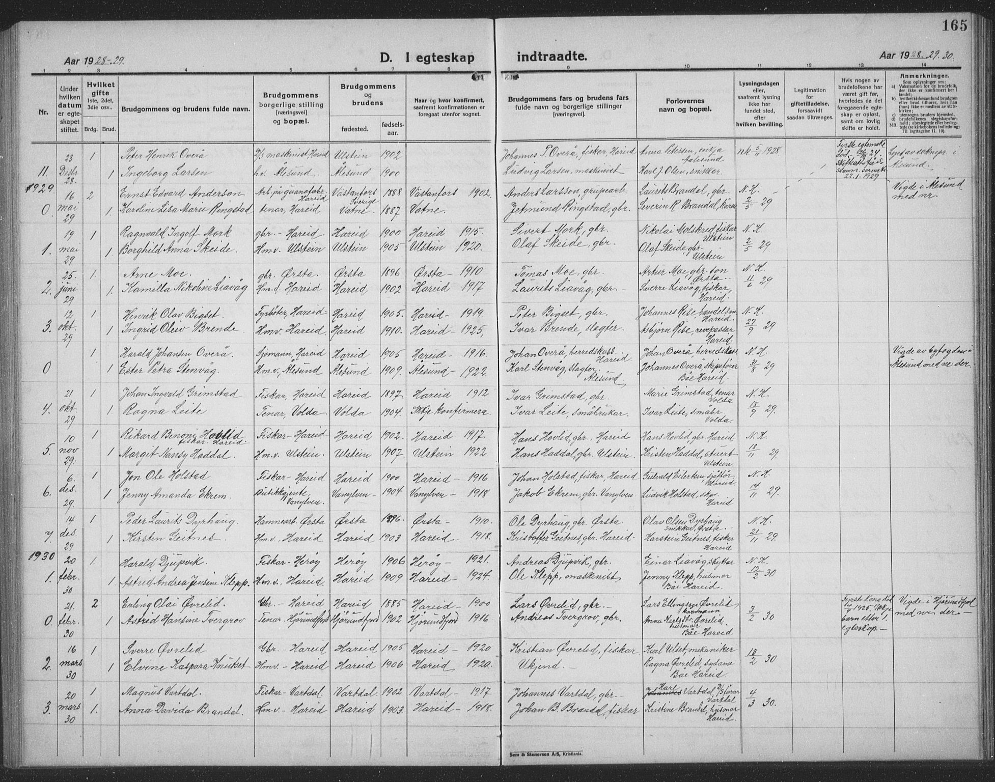 Ministerialprotokoller, klokkerbøker og fødselsregistre - Møre og Romsdal, AV/SAT-A-1454/510/L0127: Parish register (copy) no. 510C04, 1923-1939, p. 165