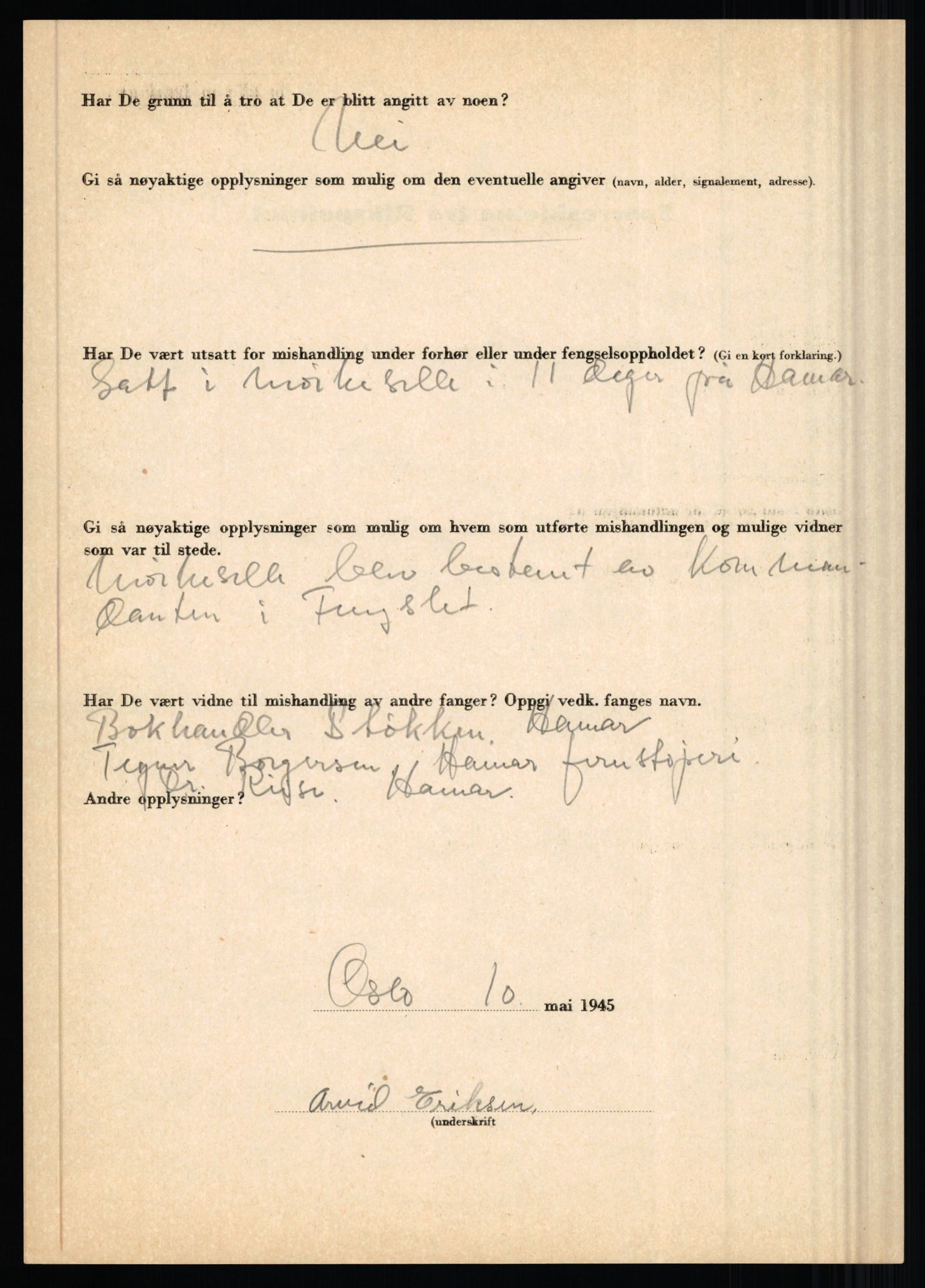 Rikspolitisjefen, AV/RA-S-1560/L/L0004: Eriksen, Alf - Geving, Øivind, 1940-1945, p. 14