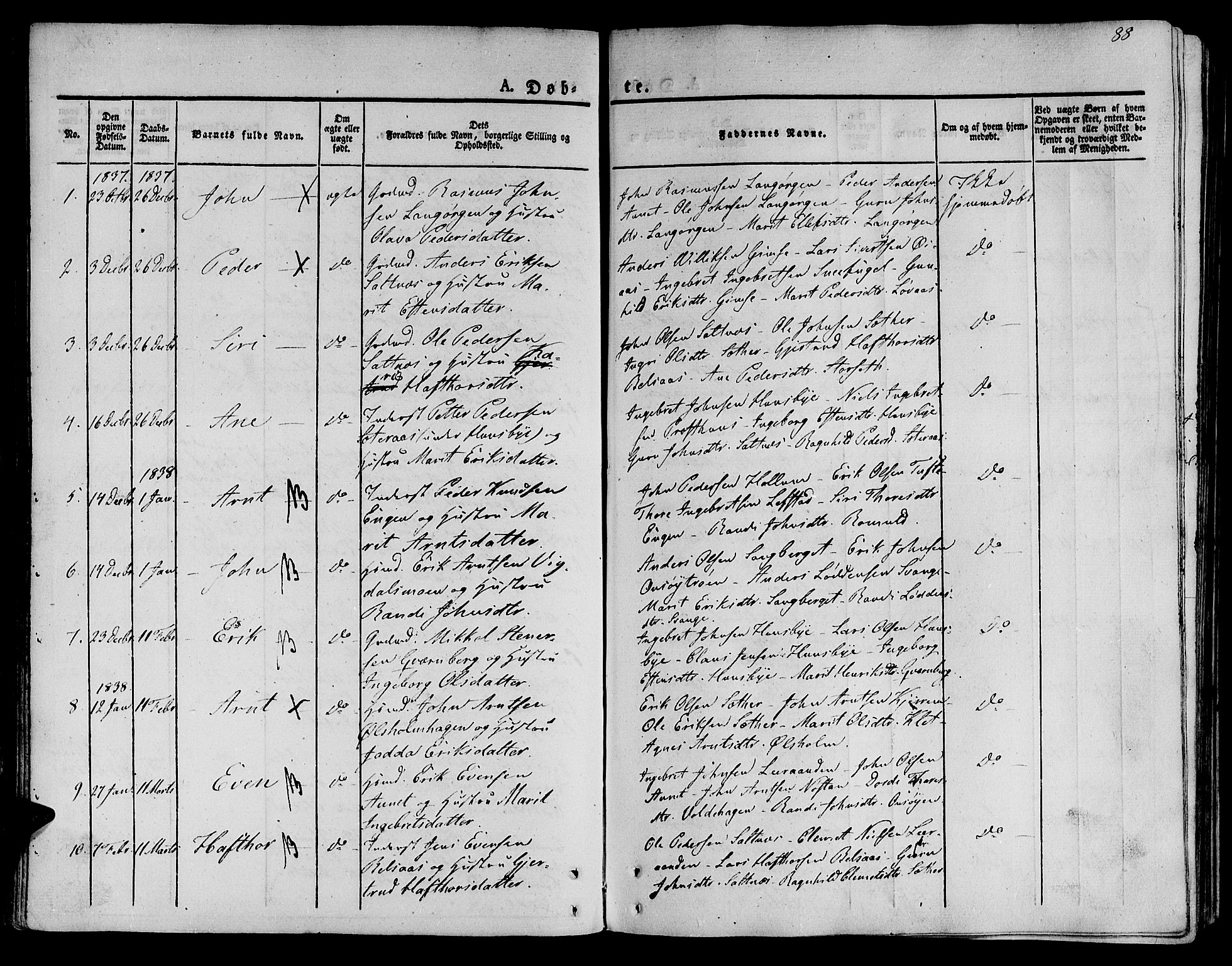 Ministerialprotokoller, klokkerbøker og fødselsregistre - Sør-Trøndelag, SAT/A-1456/612/L0375: Parish register (official) no. 612A07 /2, 1829-1845, p. 88