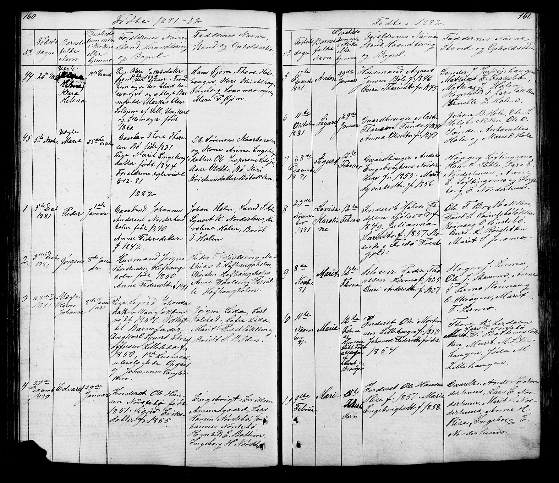 Lesja prestekontor, SAH/PREST-068/H/Ha/Hab/L0005: Parish register (copy) no. 5, 1850-1894, p. 160-161