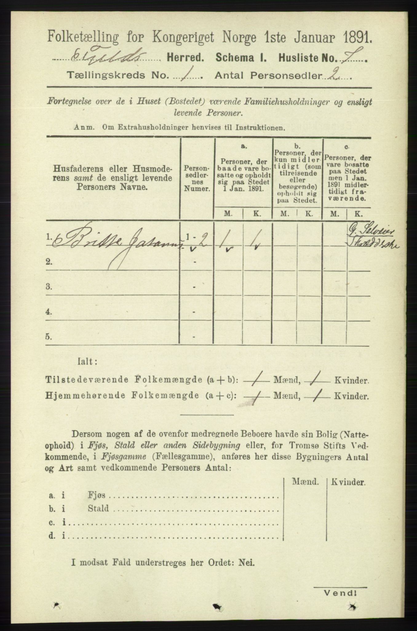 RA, 1891 census for 1246 Fjell, 1891, p. 29