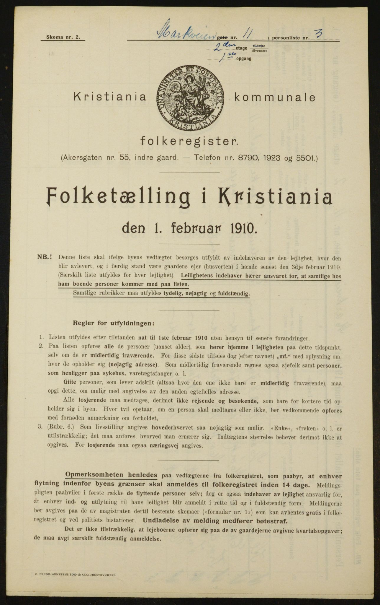 OBA, Municipal Census 1910 for Kristiania, 1910, p. 61177