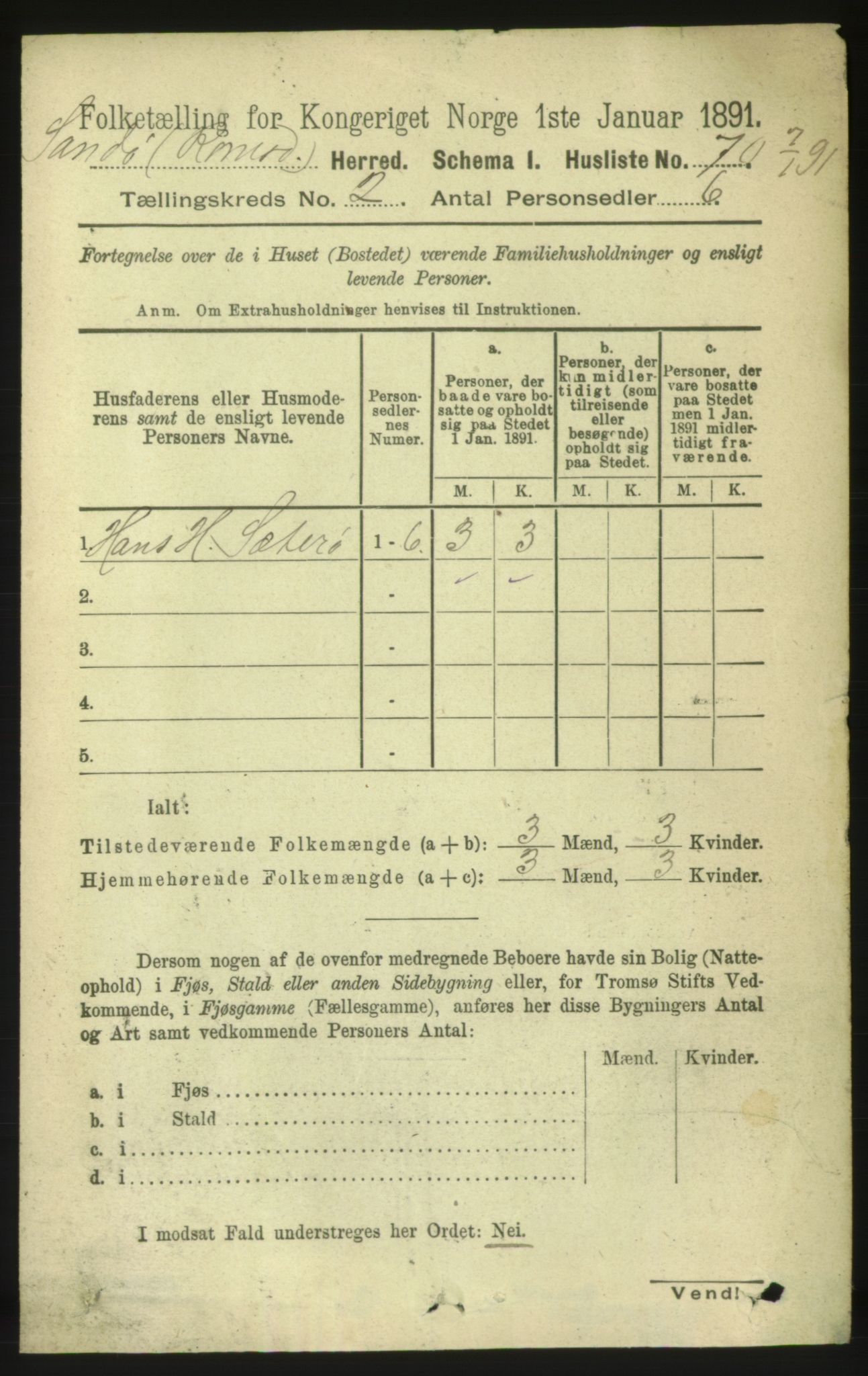 RA, 1891 census for 1546 Sandøy, 1891, p. 537