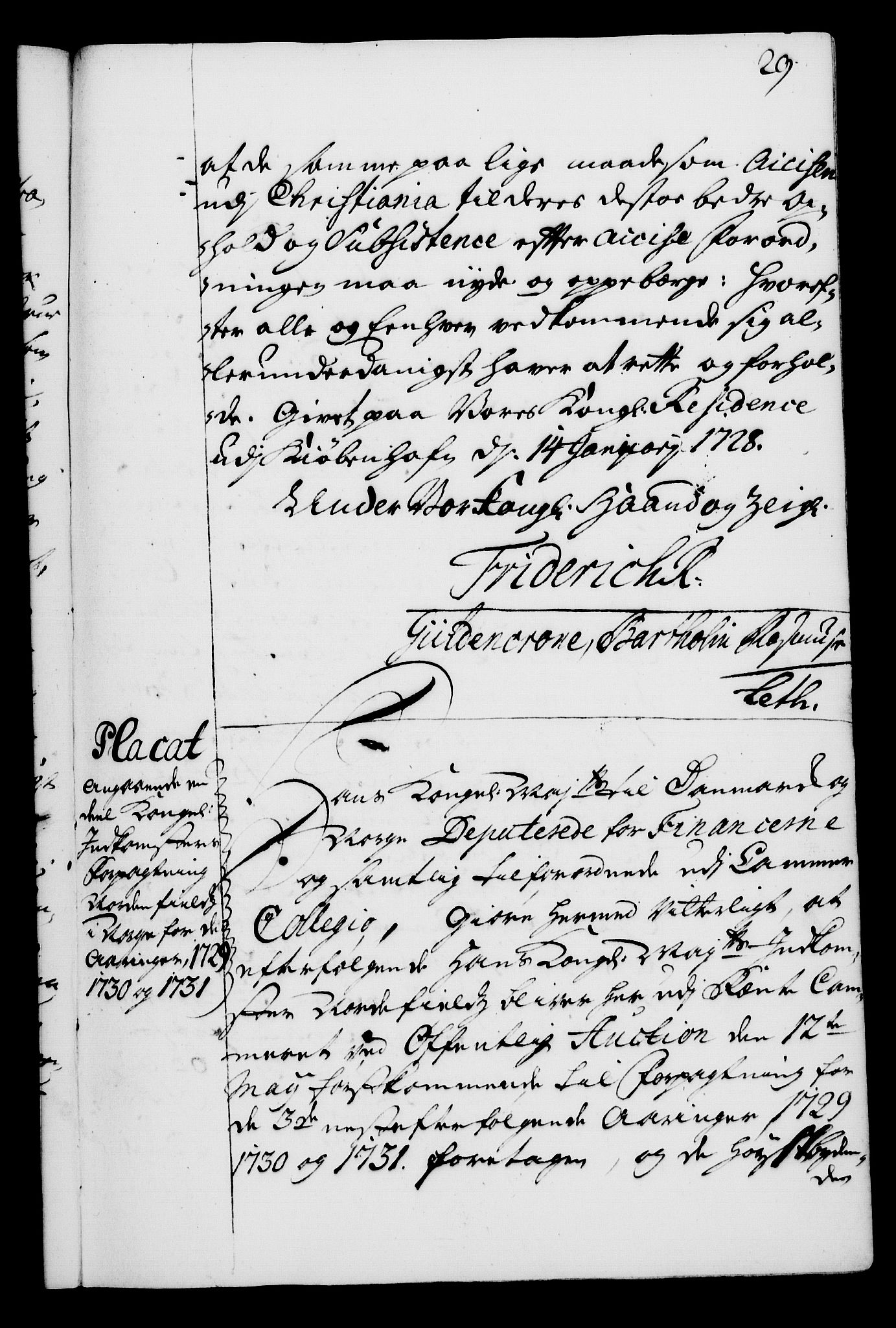 Rentekammeret, Kammerkanselliet, RA/EA-3111/G/Gg/Gga/L0003: Norsk ekspedisjonsprotokoll med register (merket RK 53.3), 1727-1734, p. 29
