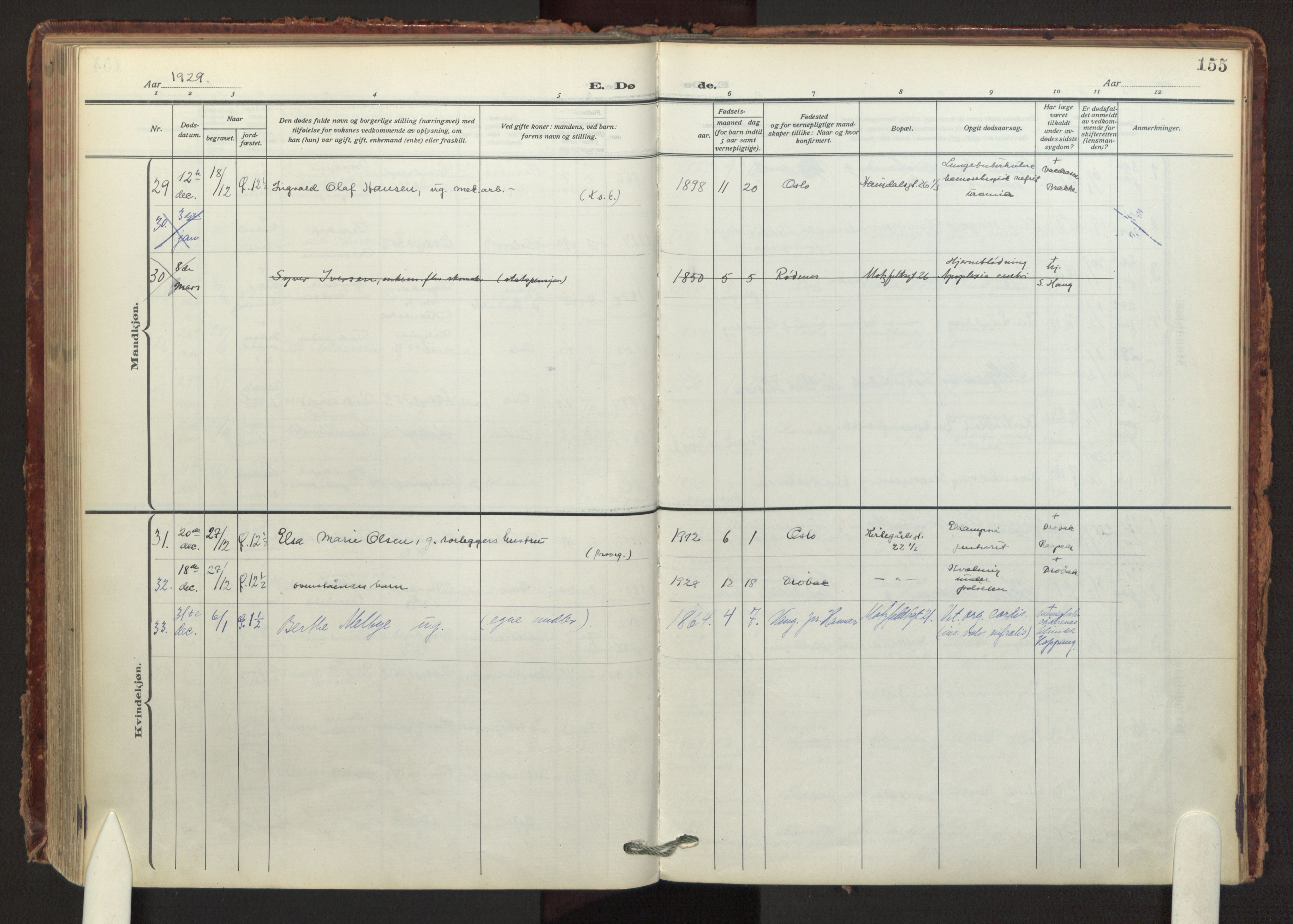 Tøyen prestekontor Kirkebøker, AV/SAO-A-10167a/F/Fa/L0003: Parish register (official) no. I 3, 1917-1933, p. 155