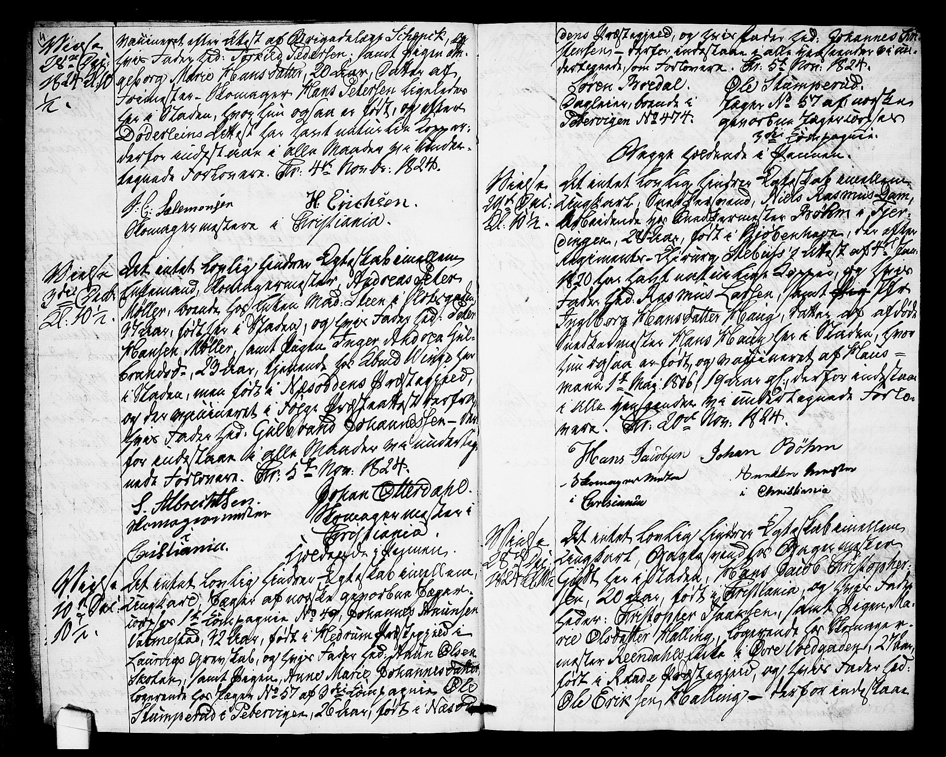 Oslo domkirke Kirkebøker, AV/SAO-A-10752/L/La/L0014: Best man's statements no. 14, 1824-1827, p. 4-5