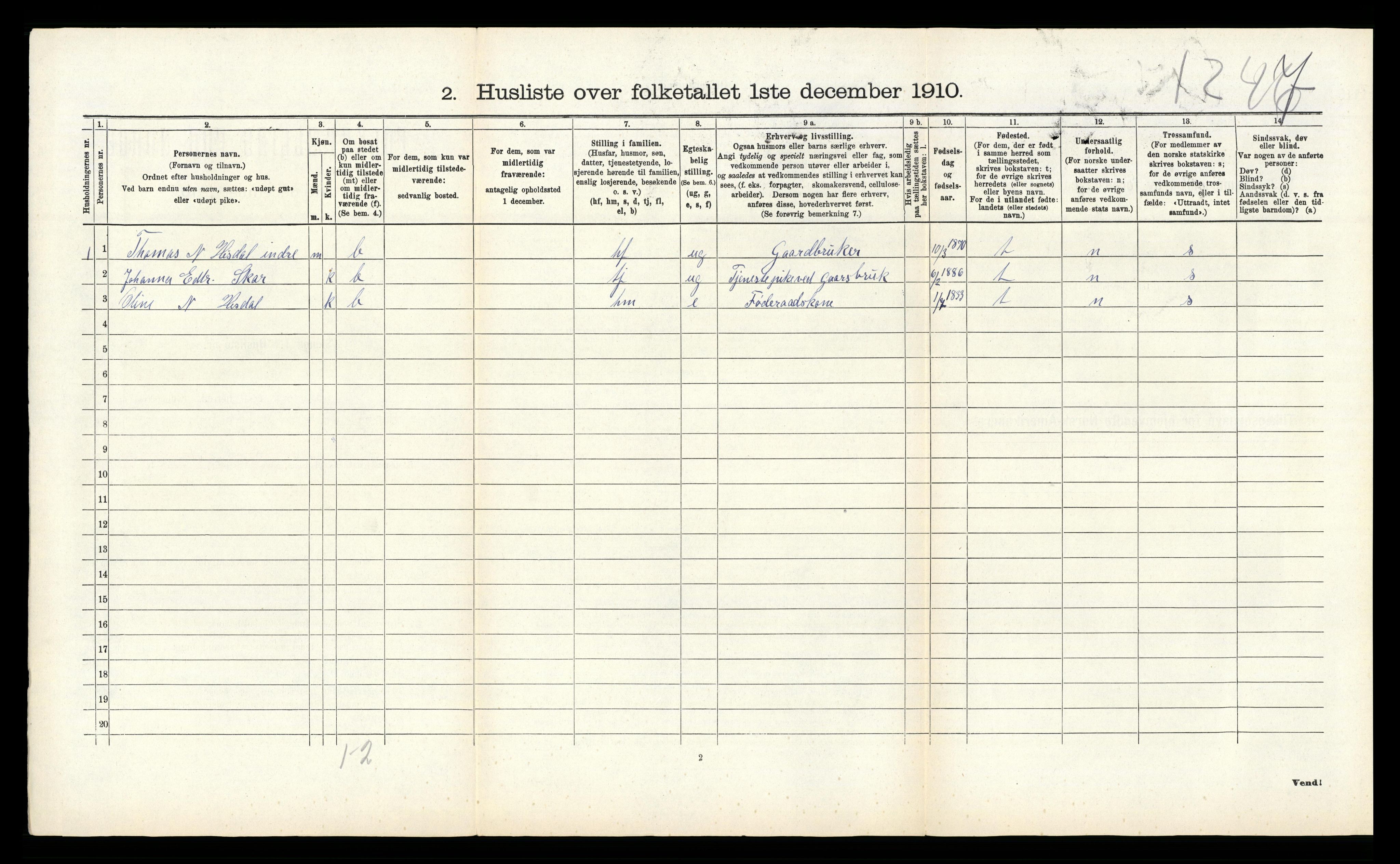 RA, 1910 census for Samnanger, 1910, p. 158