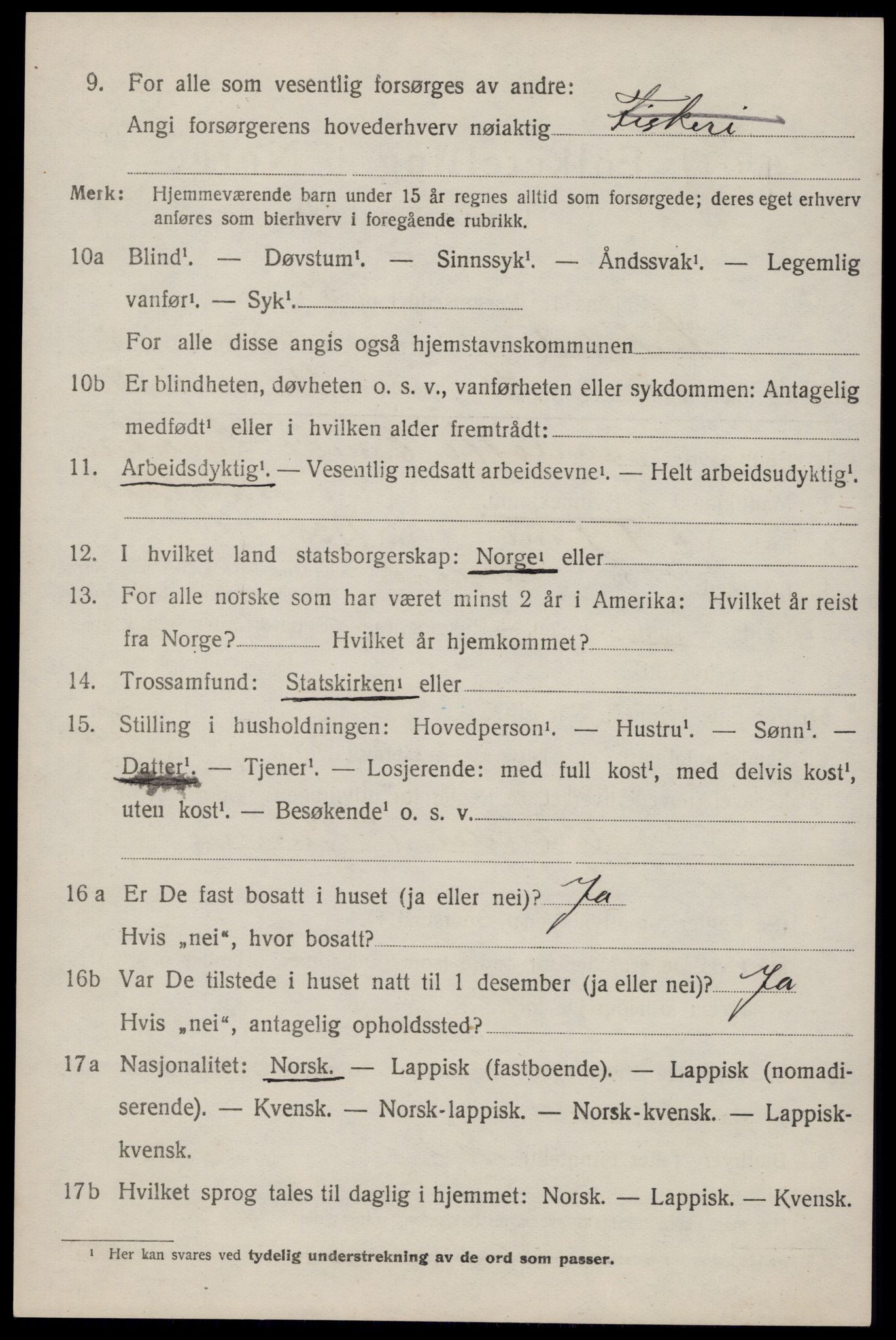 SAT, 1920 census for Flakstad, 1920, p. 3490