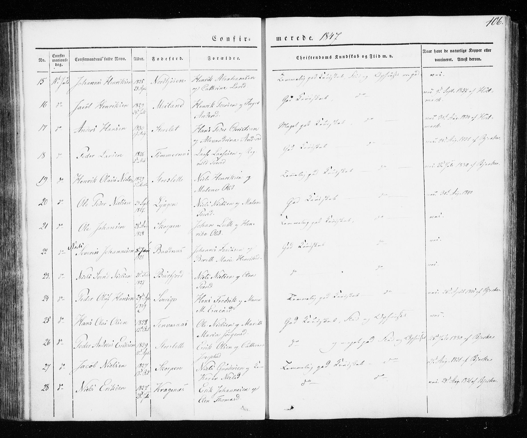 Skjervøy sokneprestkontor, SATØ/S-1300/H/Ha/Haa/L0005kirke: Parish register (official) no. 5, 1838-1847, p. 106