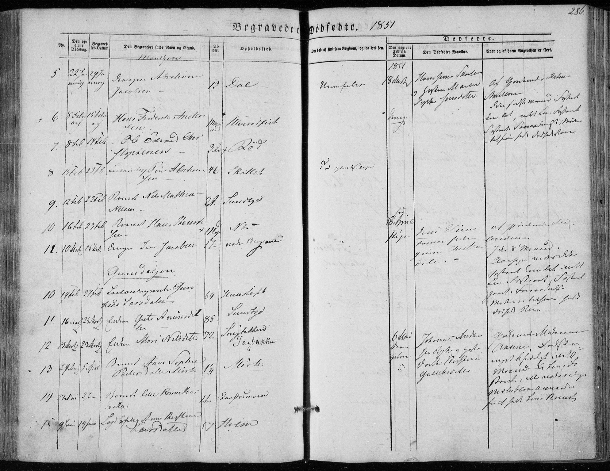 Hedrum kirkebøker, AV/SAKO-A-344/F/Fa/L0006: Parish register (official) no. I 6, 1849-1857, p. 286