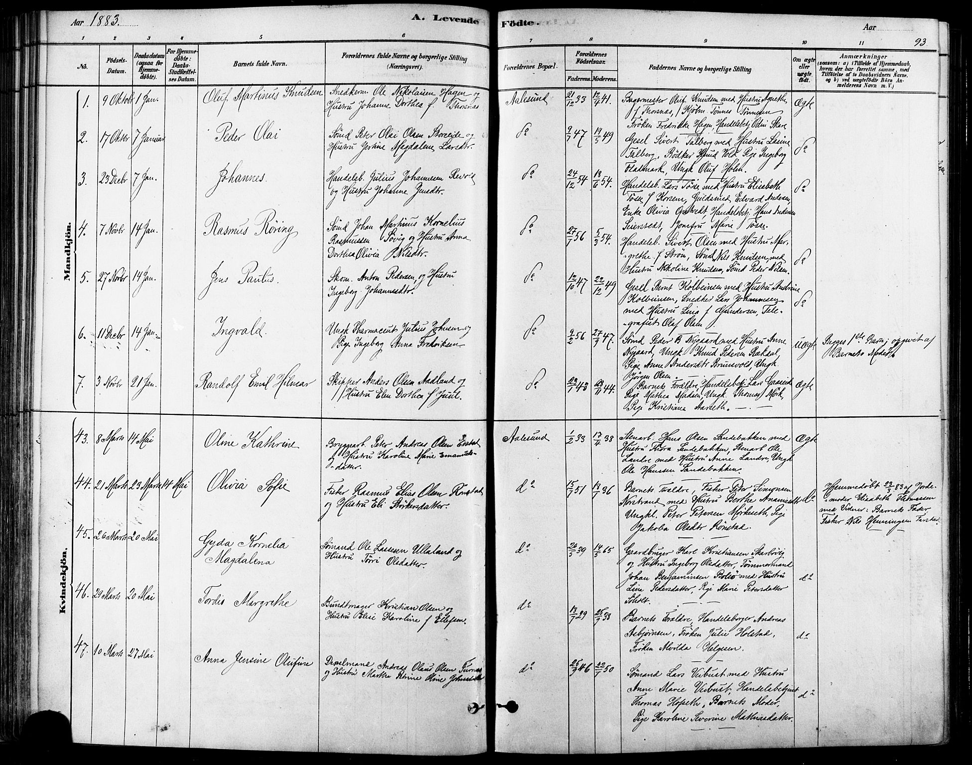 Ministerialprotokoller, klokkerbøker og fødselsregistre - Møre og Romsdal, SAT/A-1454/529/L0454: Parish register (official) no. 529A04, 1878-1885, p. 93