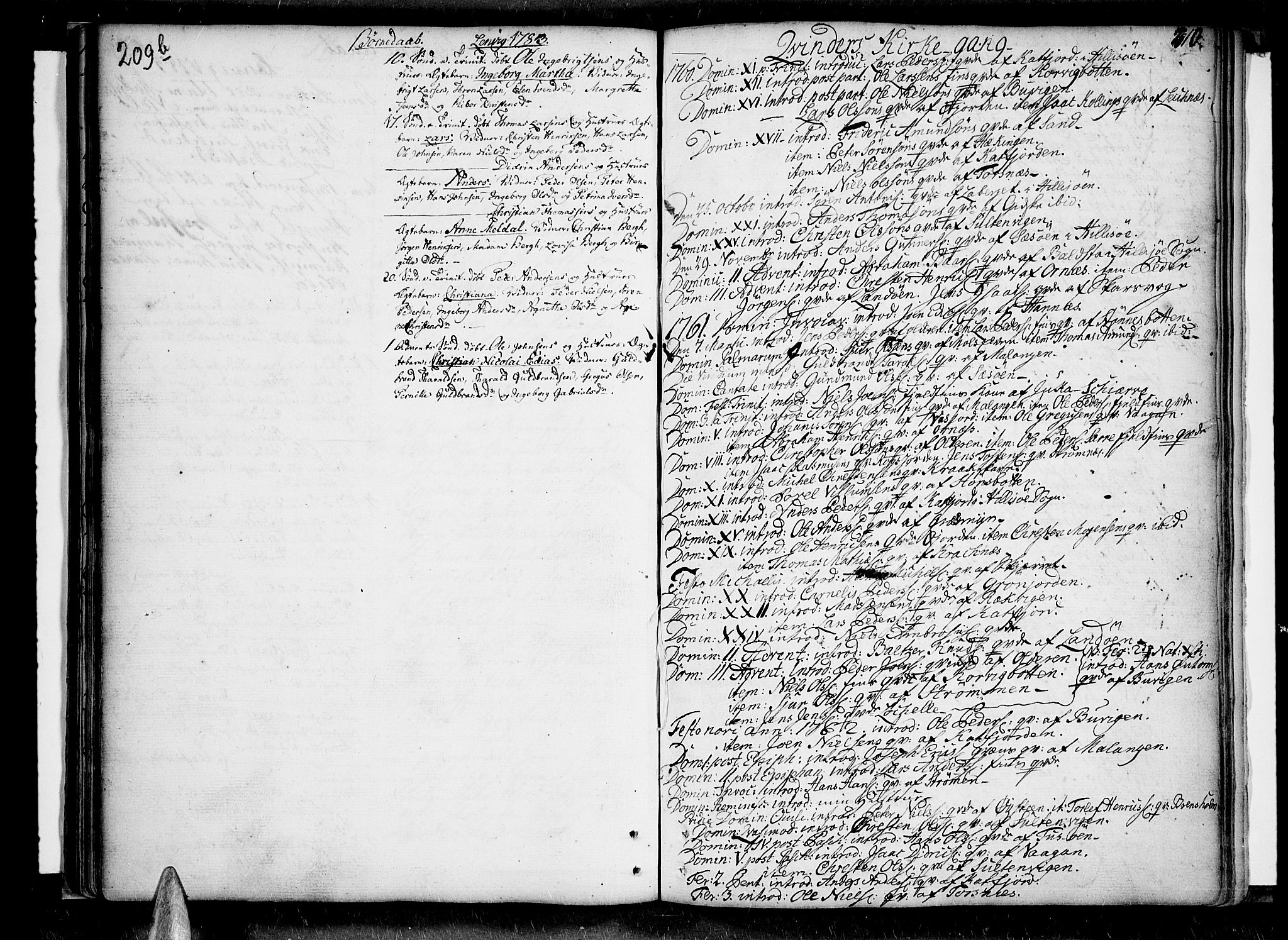 Lenvik sokneprestembete, SATØ/S-1310/H/Ha/Haa/L0001kirke: Parish register (official) no. 1, 1753-1783, p. 209b
