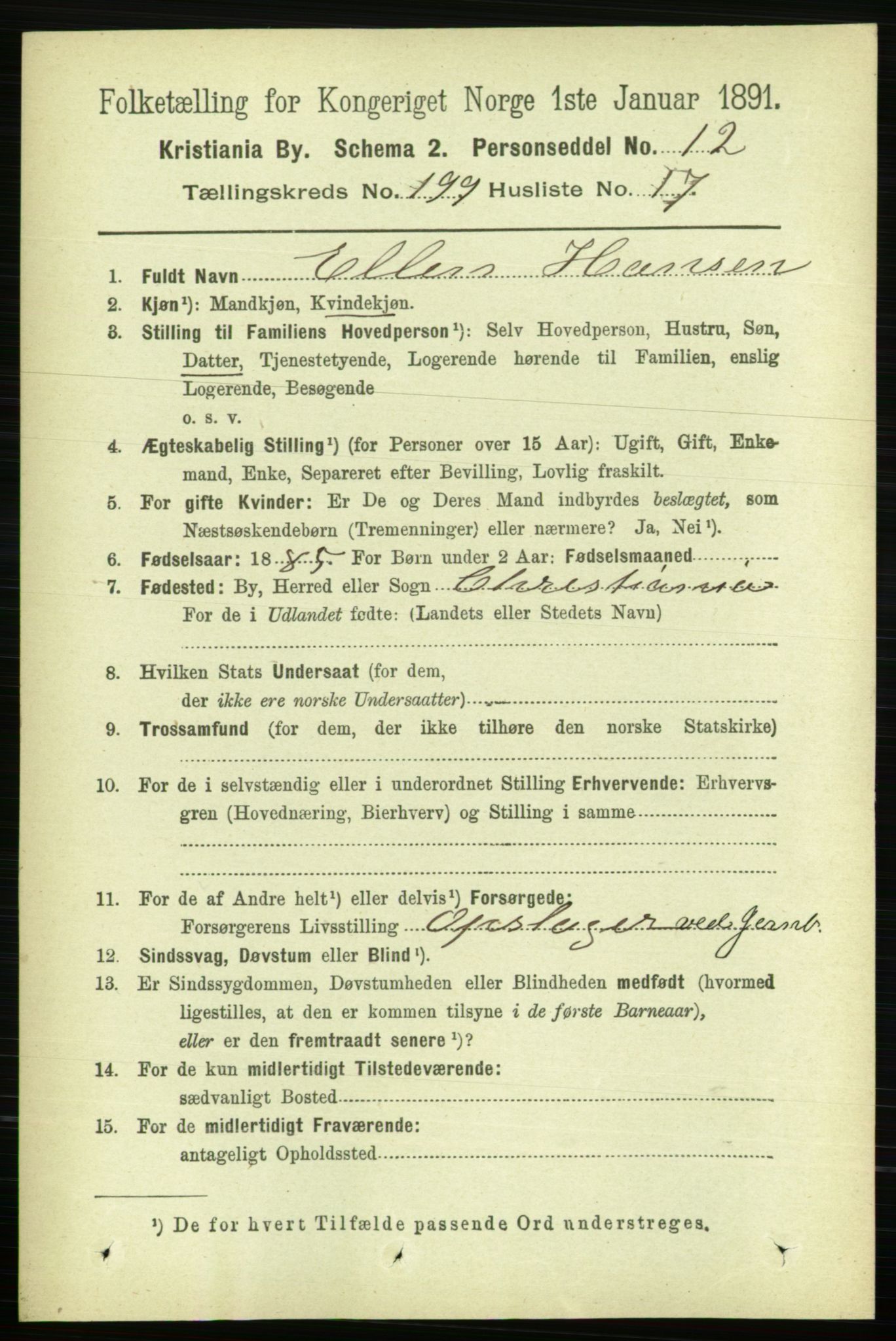 RA, 1891 census for 0301 Kristiania, 1891, p. 119932