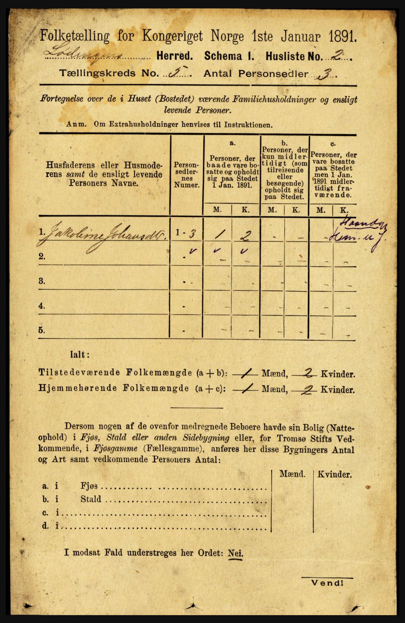 RA, 1891 census for 1851 Lødingen, 1891, p. 2269