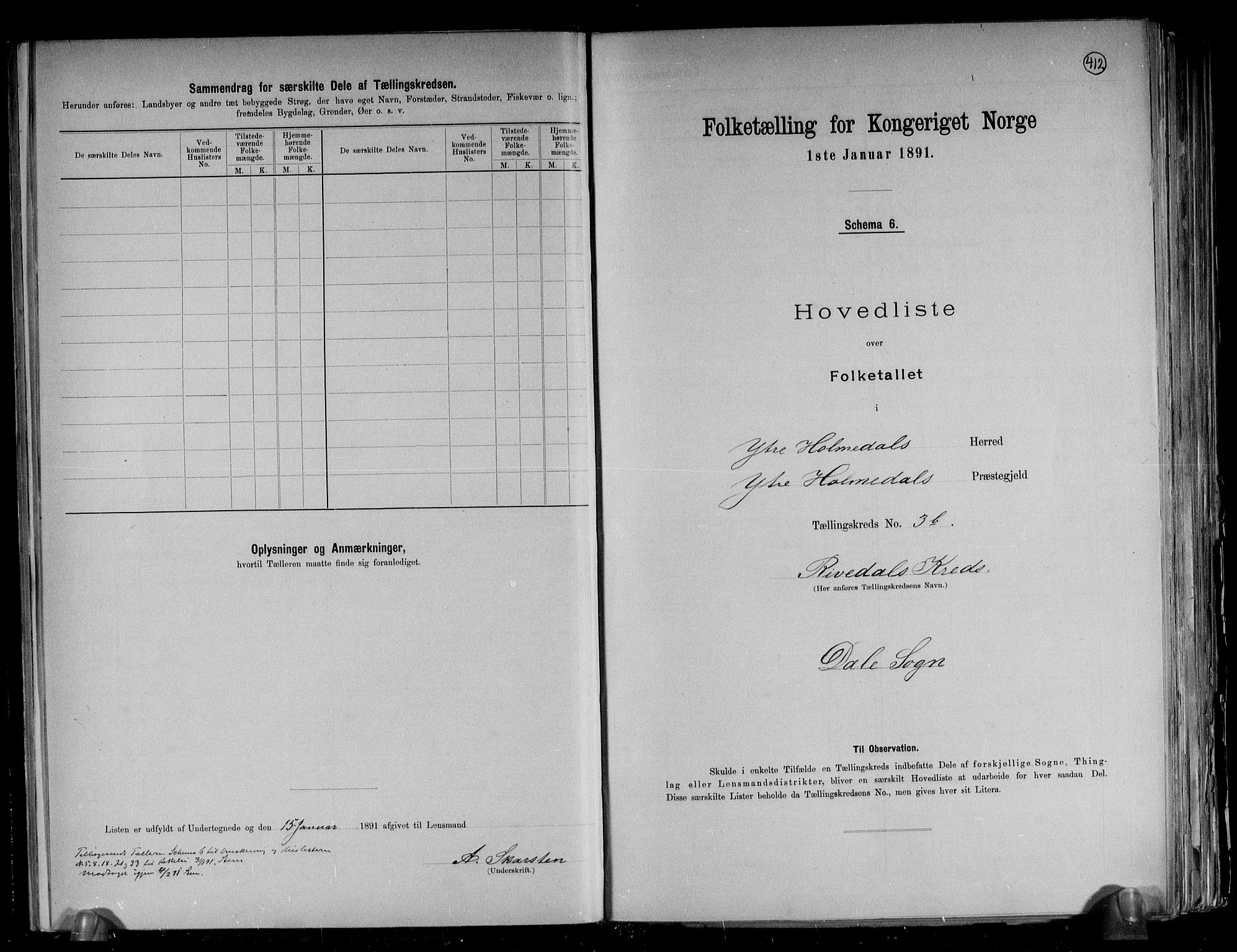 RA, 1891 census for 1429 Ytre Holmedal, 1891, p. 10