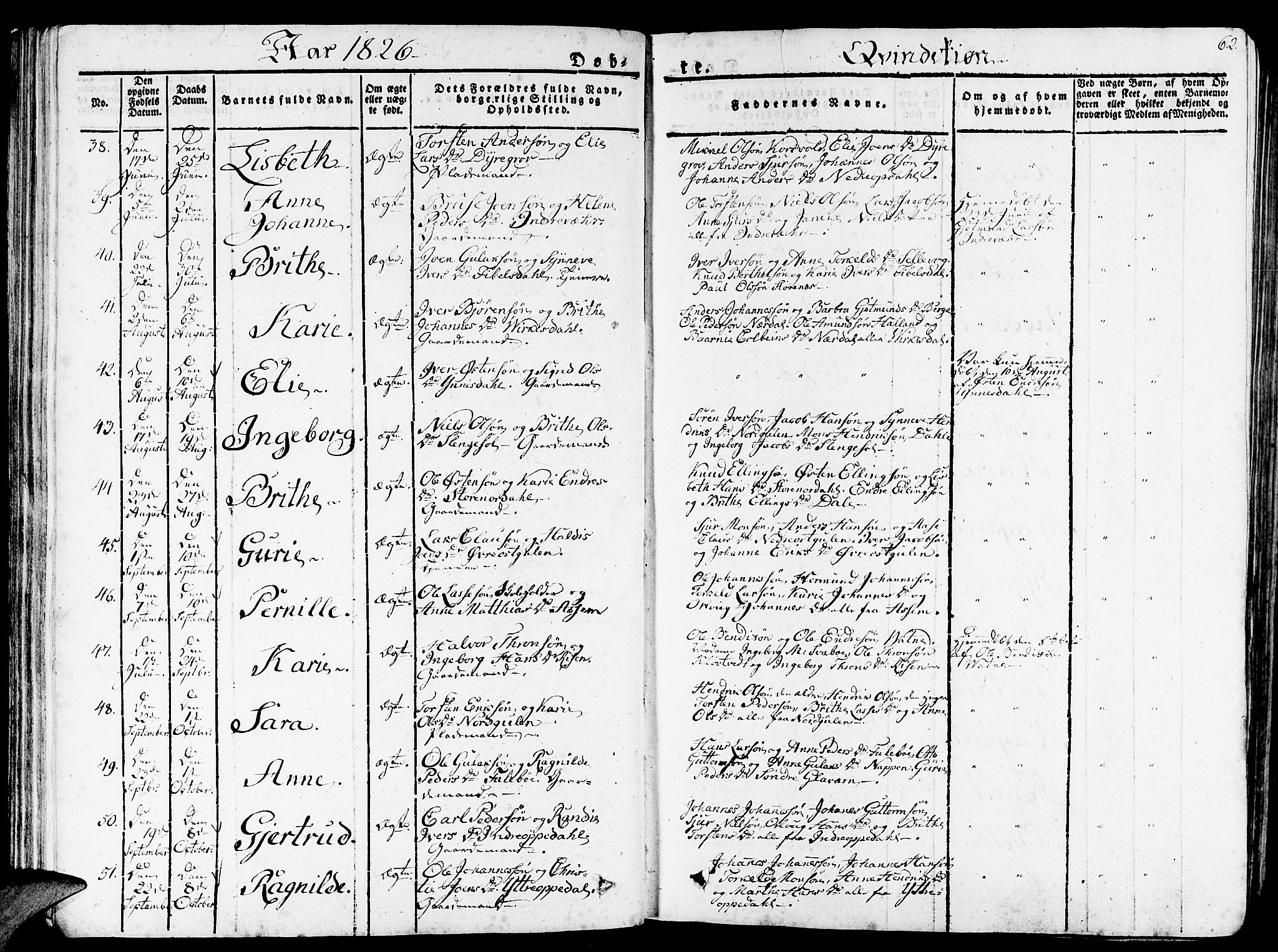 Gulen sokneprestembete, SAB/A-80201/H/Haa/Haaa/L0019: Parish register (official) no. A 19, 1826-1836, p. 62