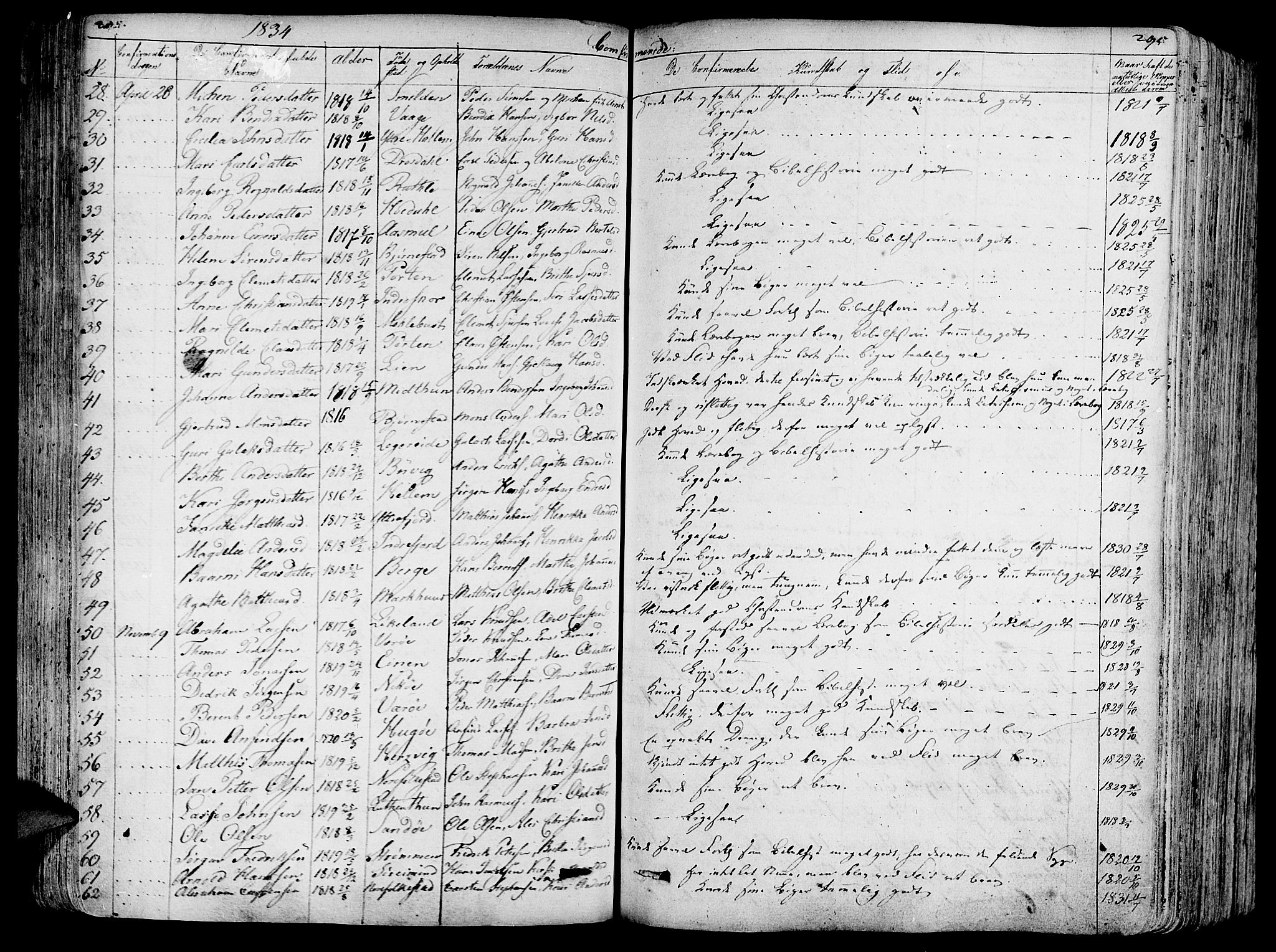 Askvoll sokneprestembete, AV/SAB-A-79501/H/Haa/Haaa/L0010: Parish register (official) no. A 10, 1821-1844, p. 294-295