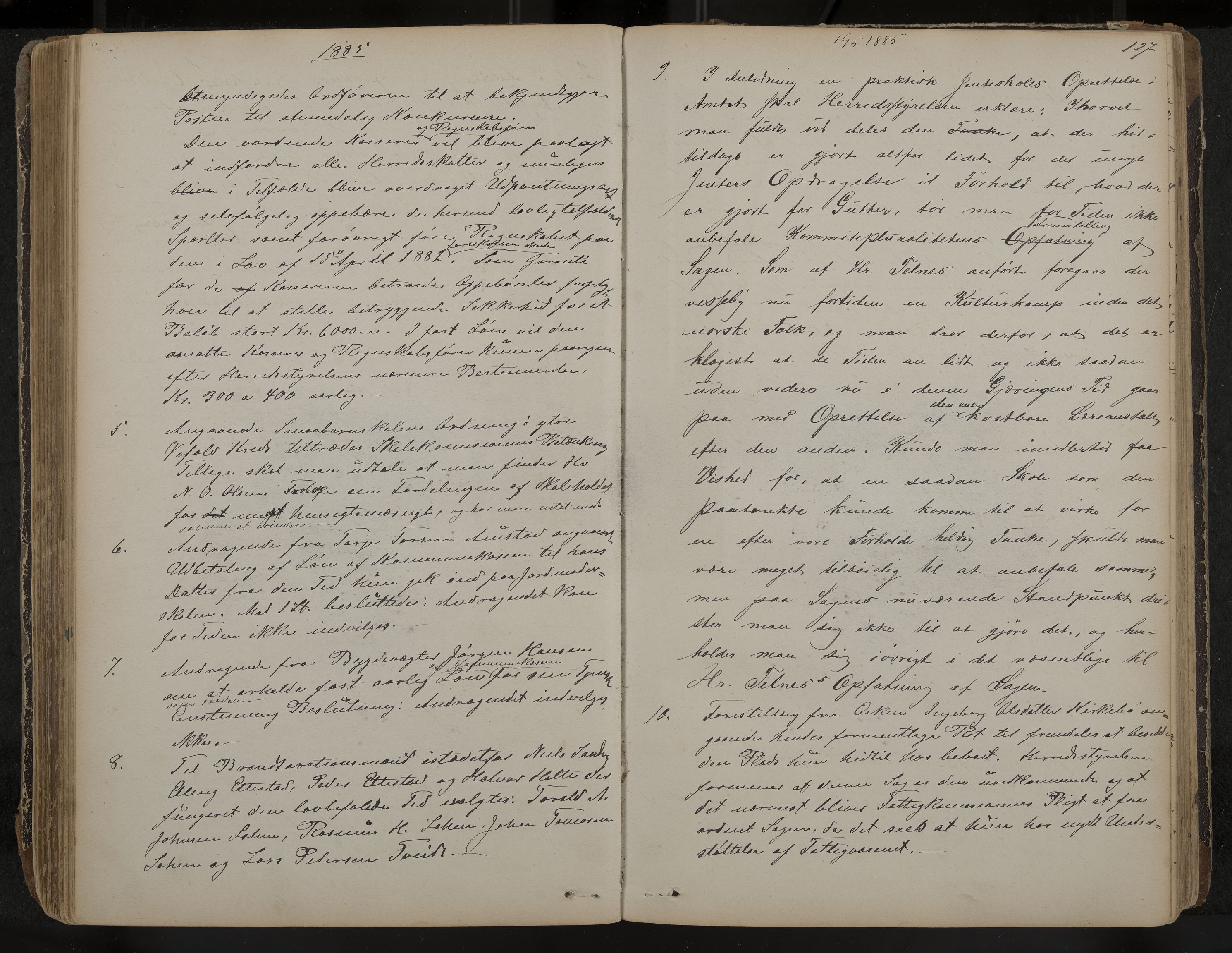 Drangedal formannskap og sentraladministrasjon, IKAK/0817021/A/L0002: Møtebok, 1870-1892, p. 127