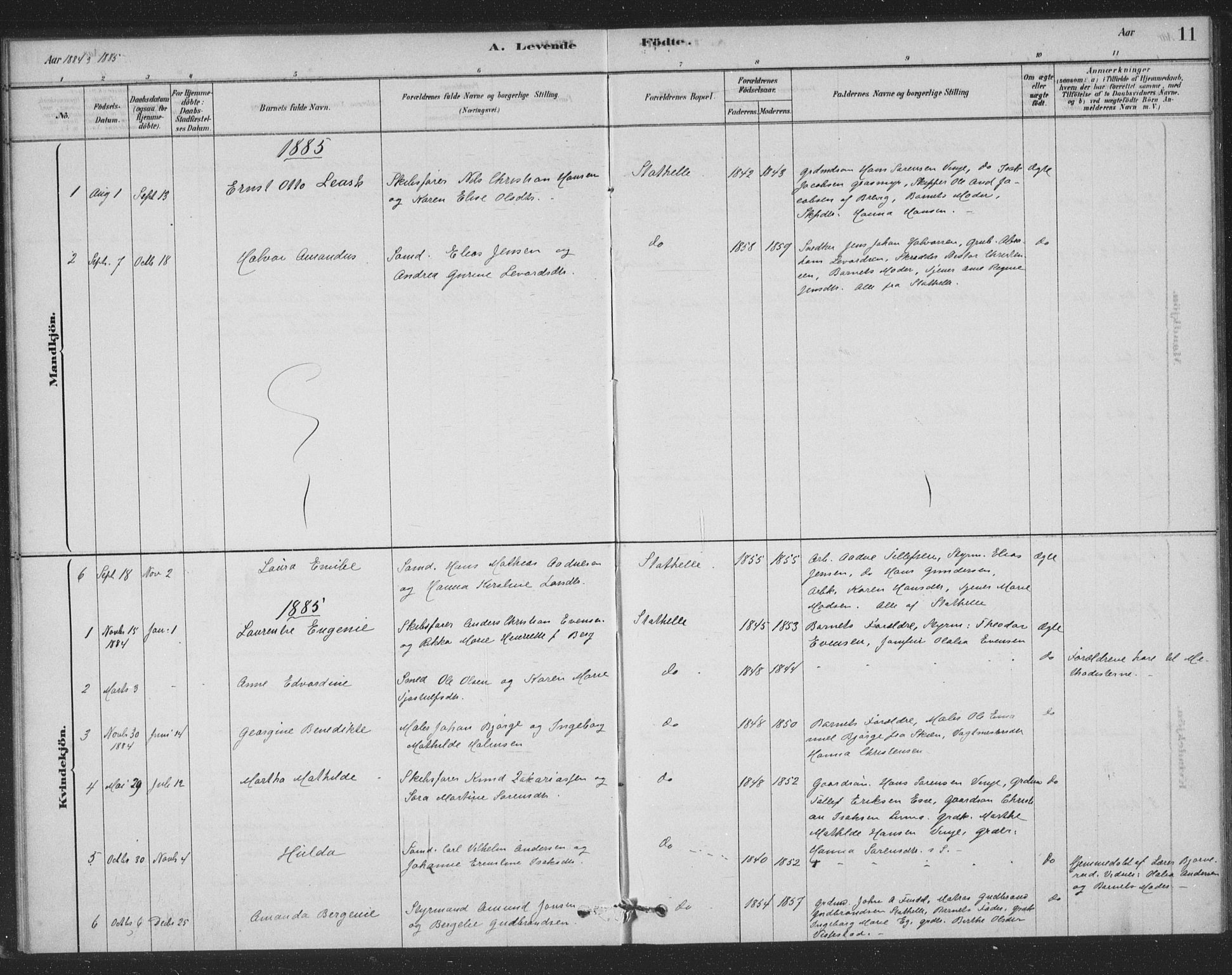 Bamble kirkebøker, AV/SAKO-A-253/F/Fb/L0001: Parish register (official) no. II 1, 1878-1899, p. 11