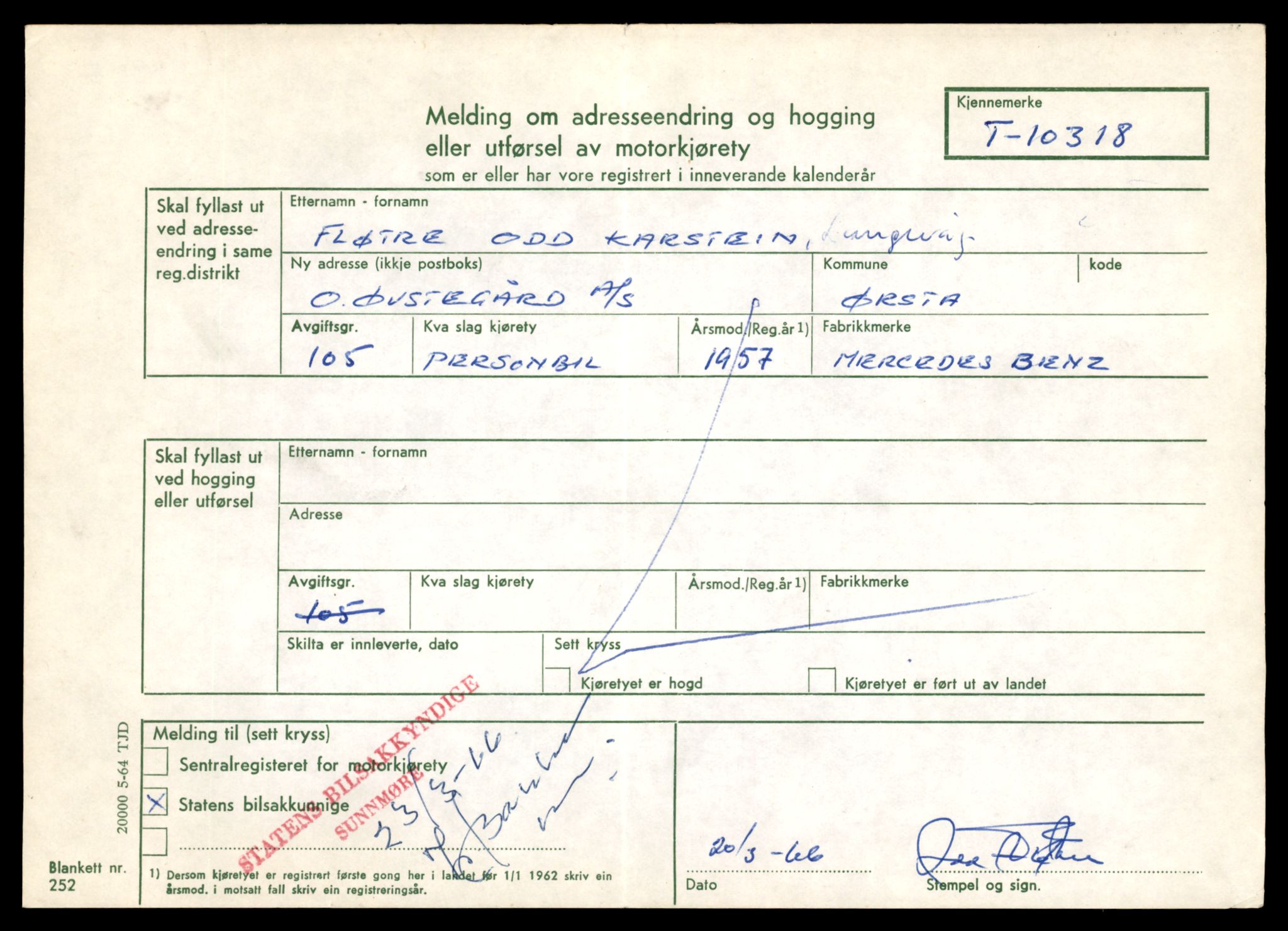 Møre og Romsdal vegkontor - Ålesund trafikkstasjon, AV/SAT-A-4099/F/Fe/L0019: Registreringskort for kjøretøy T 10228 - T 10350, 1927-1998, p. 2283