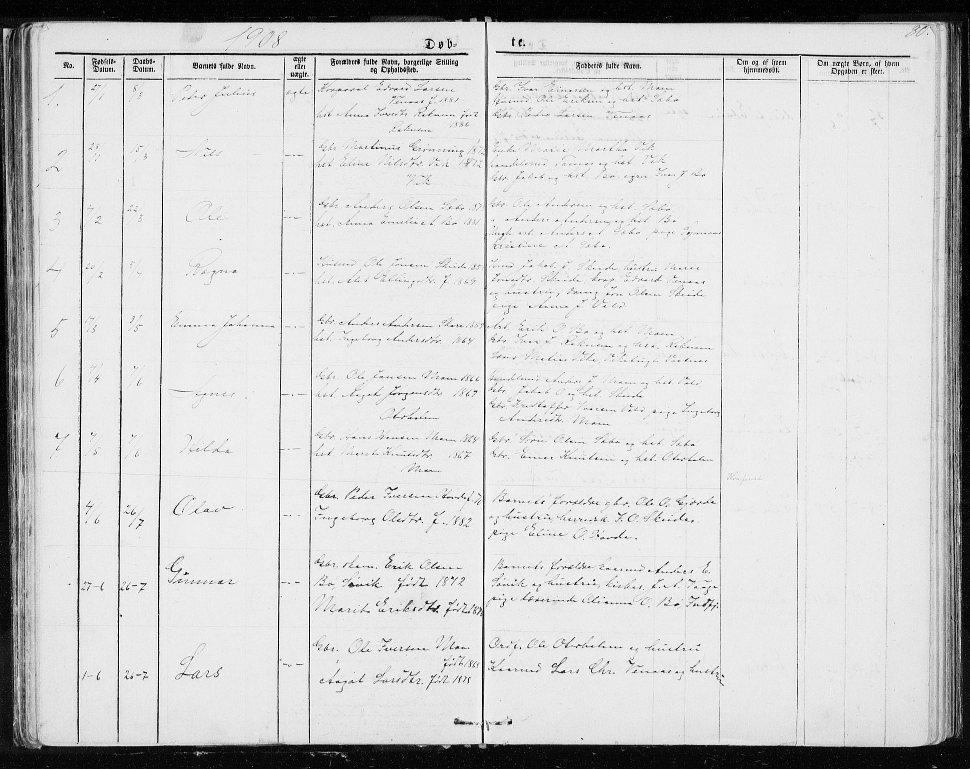 Ministerialprotokoller, klokkerbøker og fødselsregistre - Møre og Romsdal, SAT/A-1454/543/L0564: Parish register (copy) no. 543C02, 1867-1915, p. 80