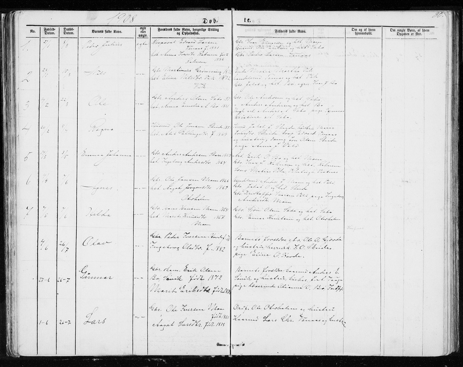 Ministerialprotokoller, klokkerbøker og fødselsregistre - Møre og Romsdal, AV/SAT-A-1454/543/L0564: Parish register (copy) no. 543C02, 1867-1915, p. 80