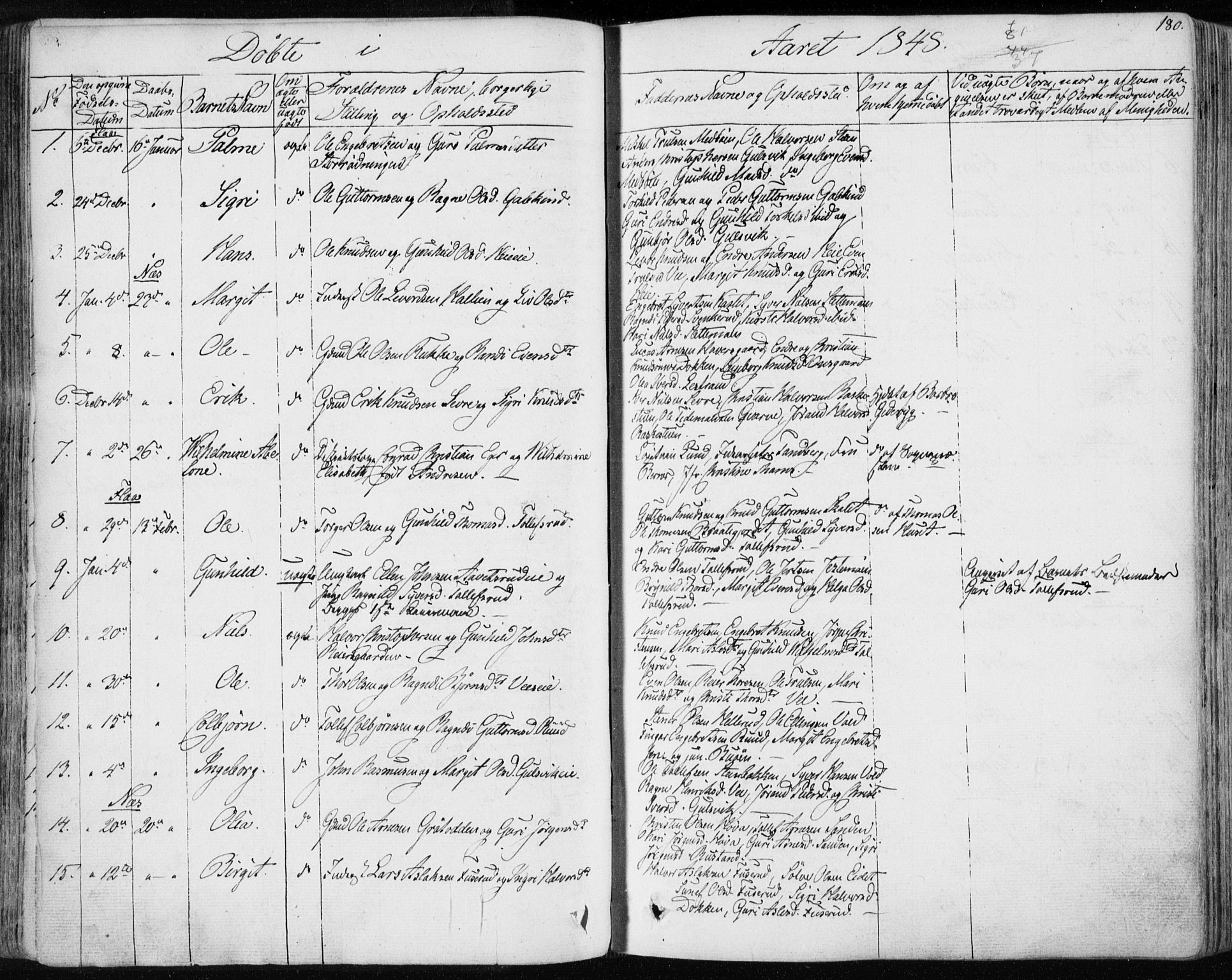 Nes kirkebøker, SAKO/A-236/F/Fa/L0009: Parish register (official) no. 9, 1834-1863, p. 180
