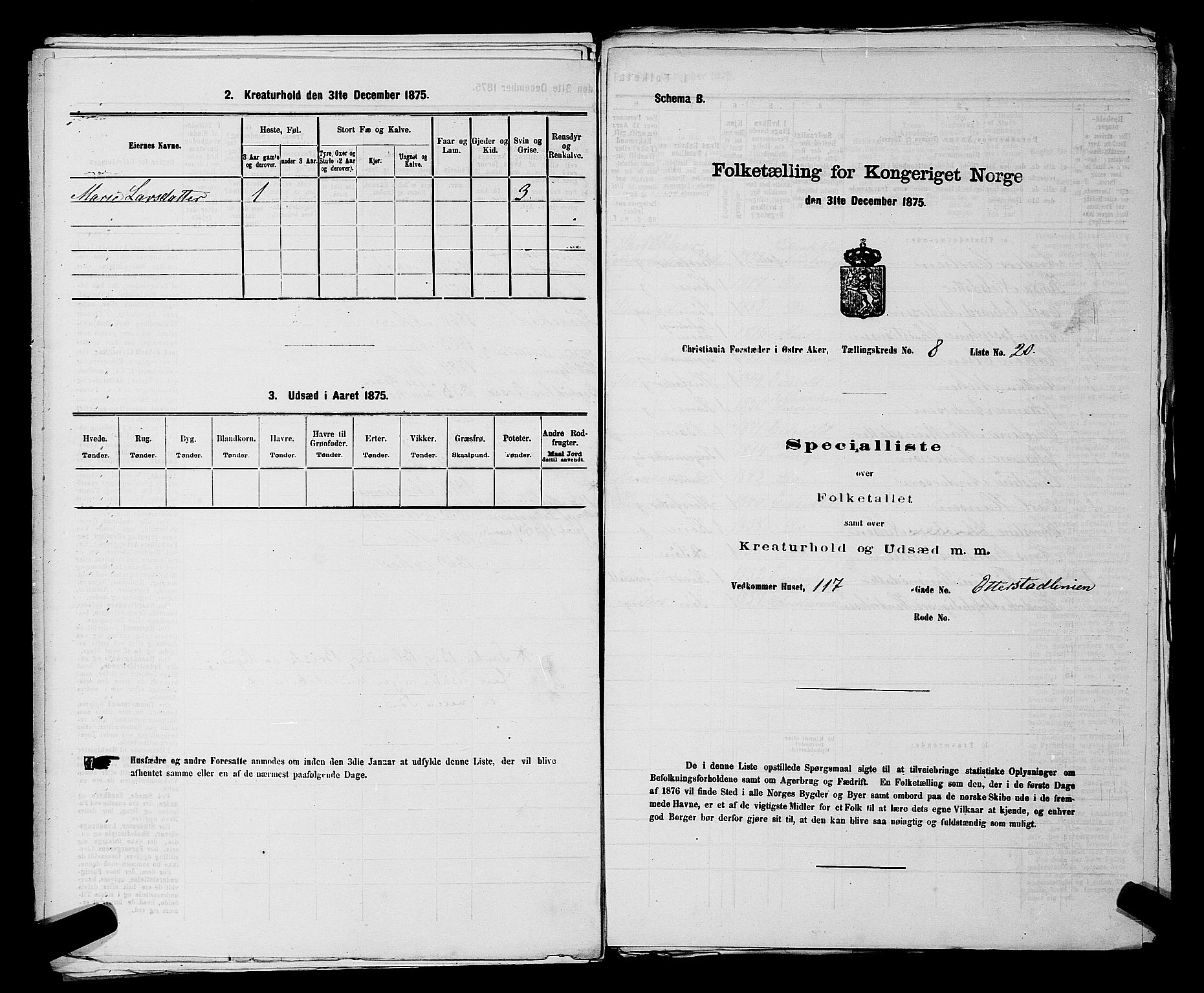 RA, 1875 census for 0218bP Østre Aker, 1875, p. 2483