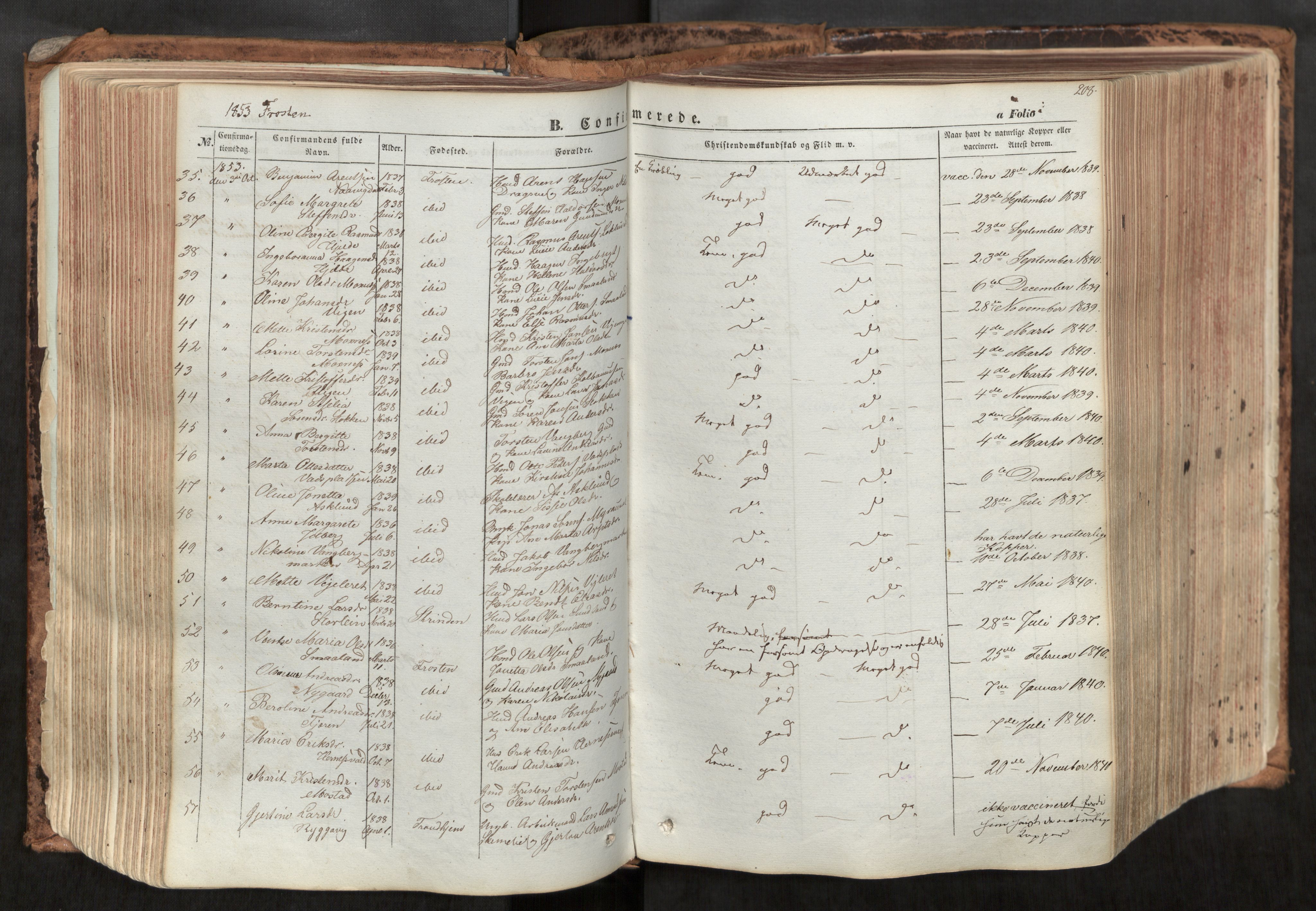 Ministerialprotokoller, klokkerbøker og fødselsregistre - Nord-Trøndelag, AV/SAT-A-1458/713/L0116: Parish register (official) no. 713A07, 1850-1877, p. 208