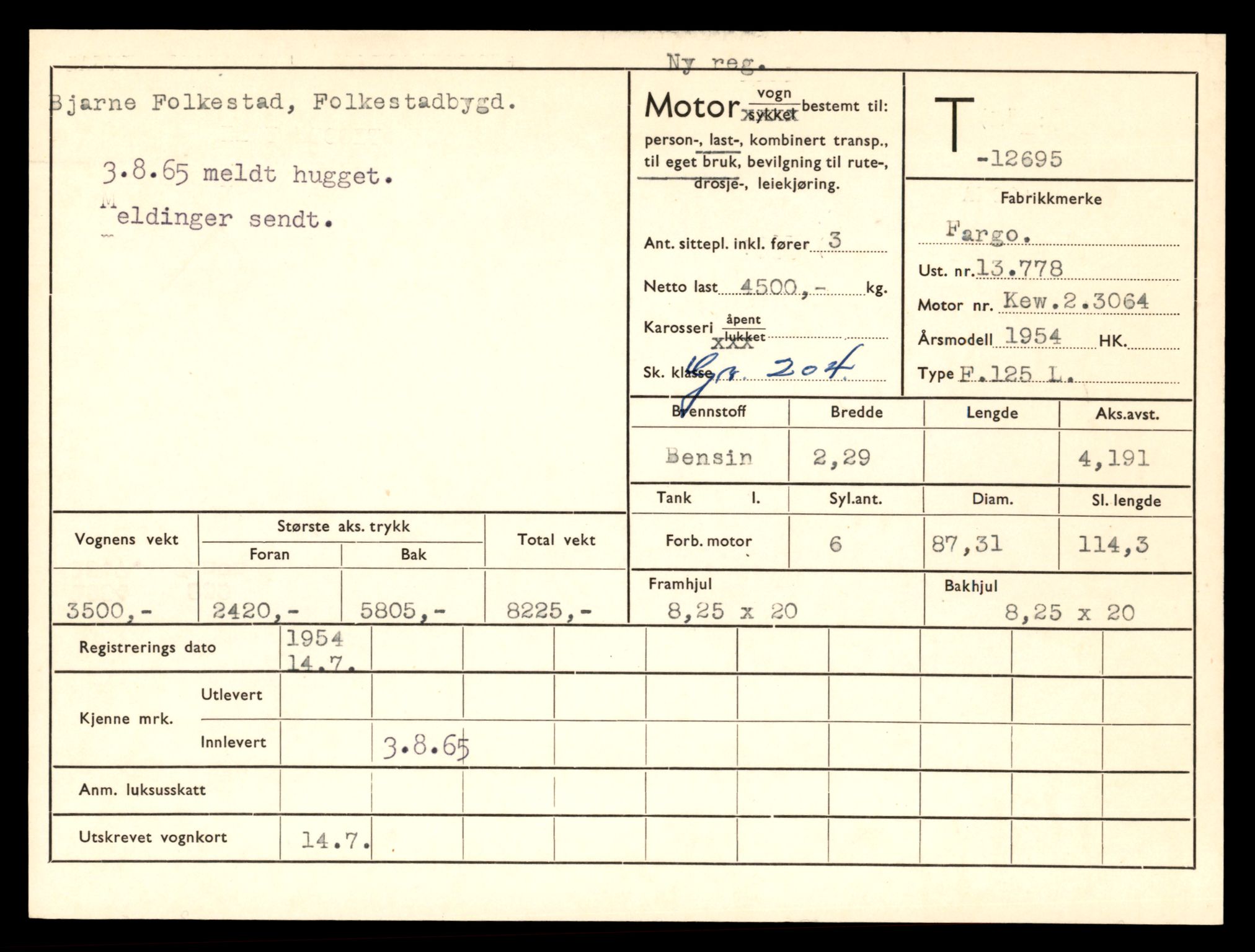 Møre og Romsdal vegkontor - Ålesund trafikkstasjon, AV/SAT-A-4099/F/Fe/L0035: Registreringskort for kjøretøy T 12653 - T 12829, 1927-1998, p. 862
