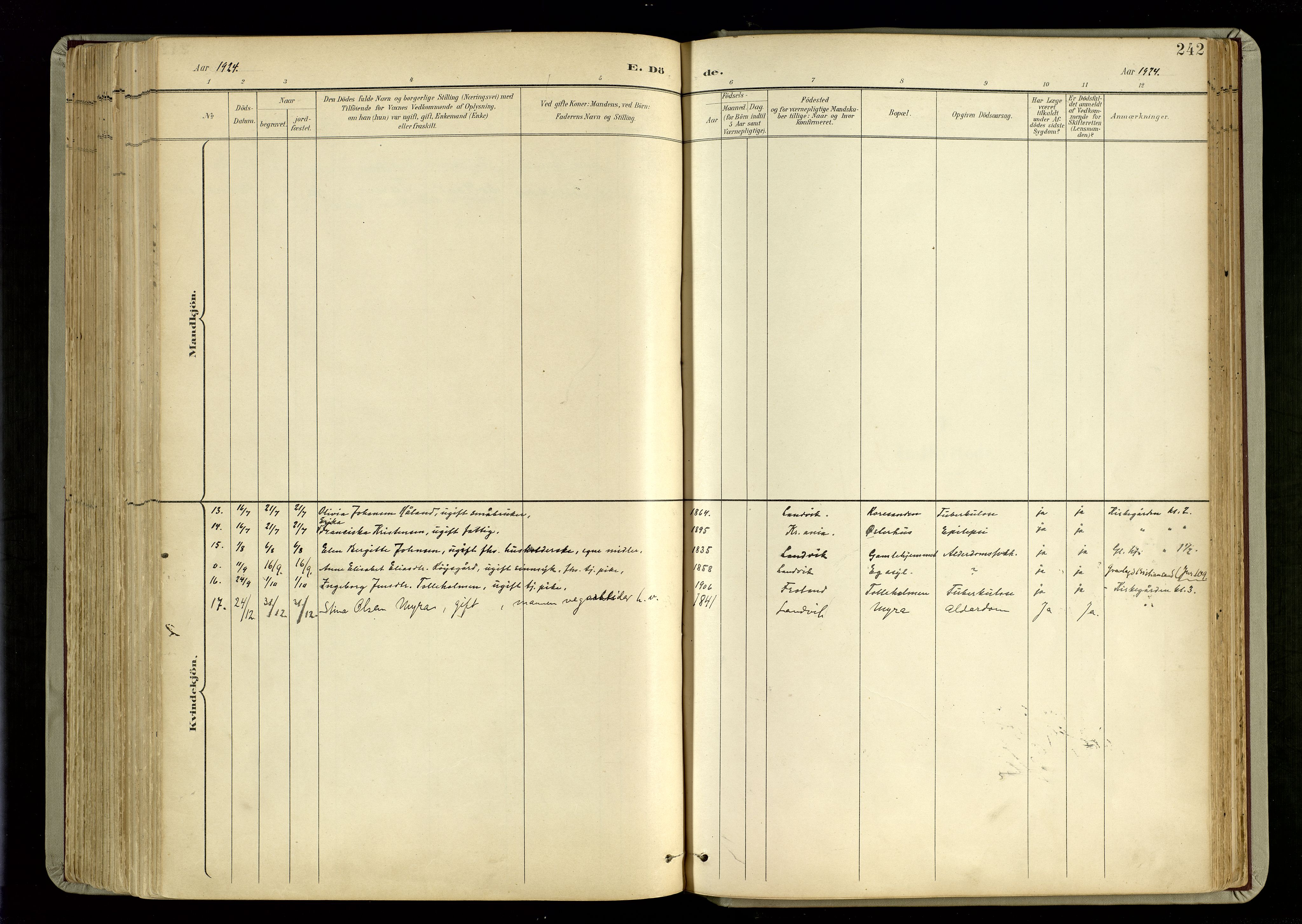 Hommedal sokneprestkontor, SAK/1111-0023/F/Fa/Fab/L0007: Parish register (official) no. A 7, 1898-1924, p. 242