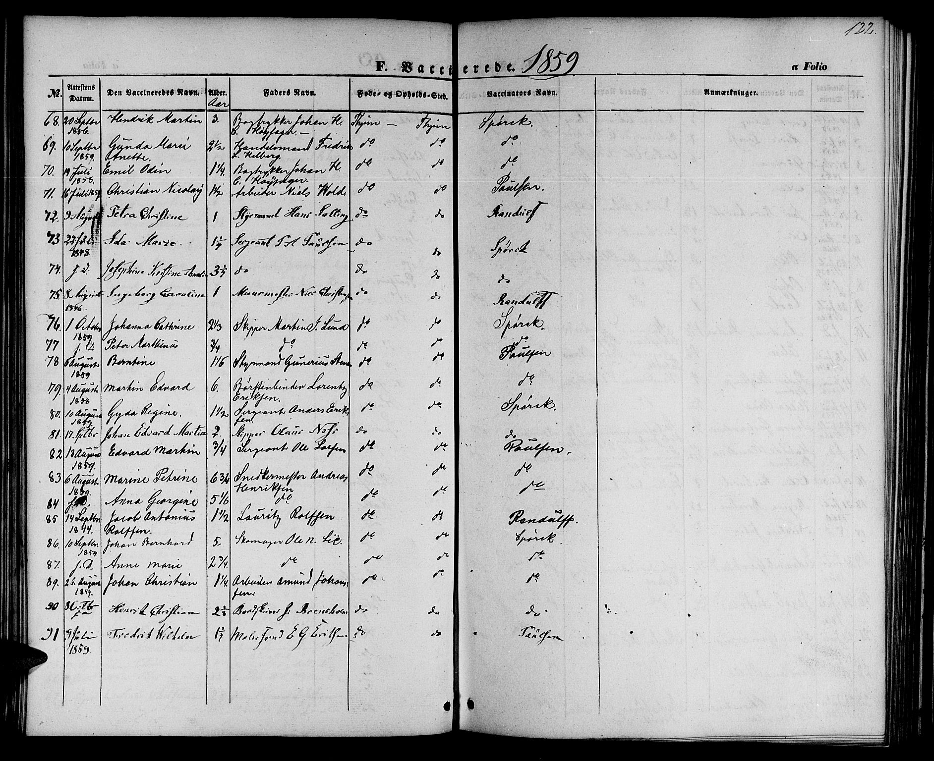Ministerialprotokoller, klokkerbøker og fødselsregistre - Sør-Trøndelag, SAT/A-1456/602/L0113: Parish register (official) no. 602A11, 1849-1861, p. 122