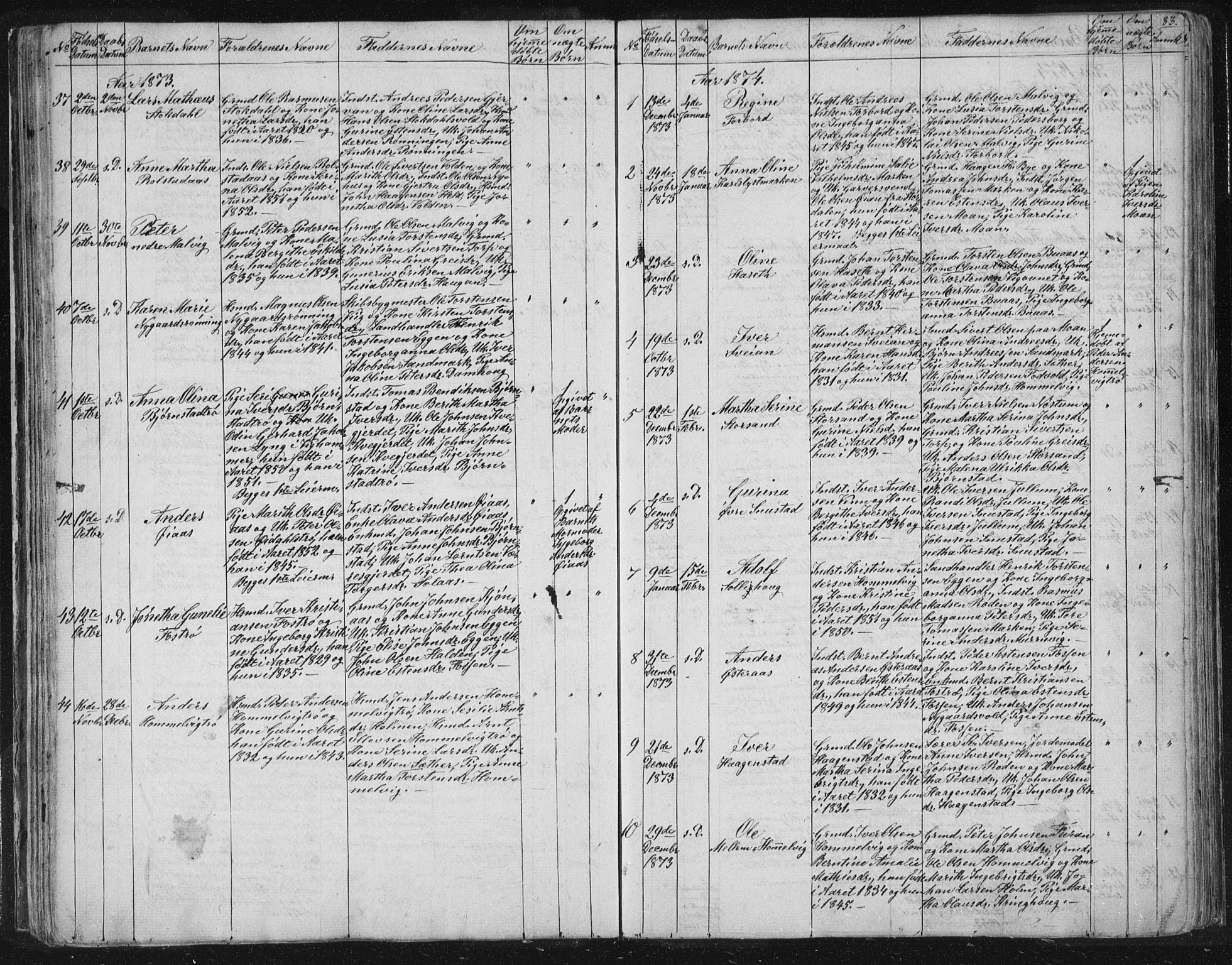 Ministerialprotokoller, klokkerbøker og fødselsregistre - Sør-Trøndelag, SAT/A-1456/616/L0406: Parish register (official) no. 616A03, 1843-1879, p. 83