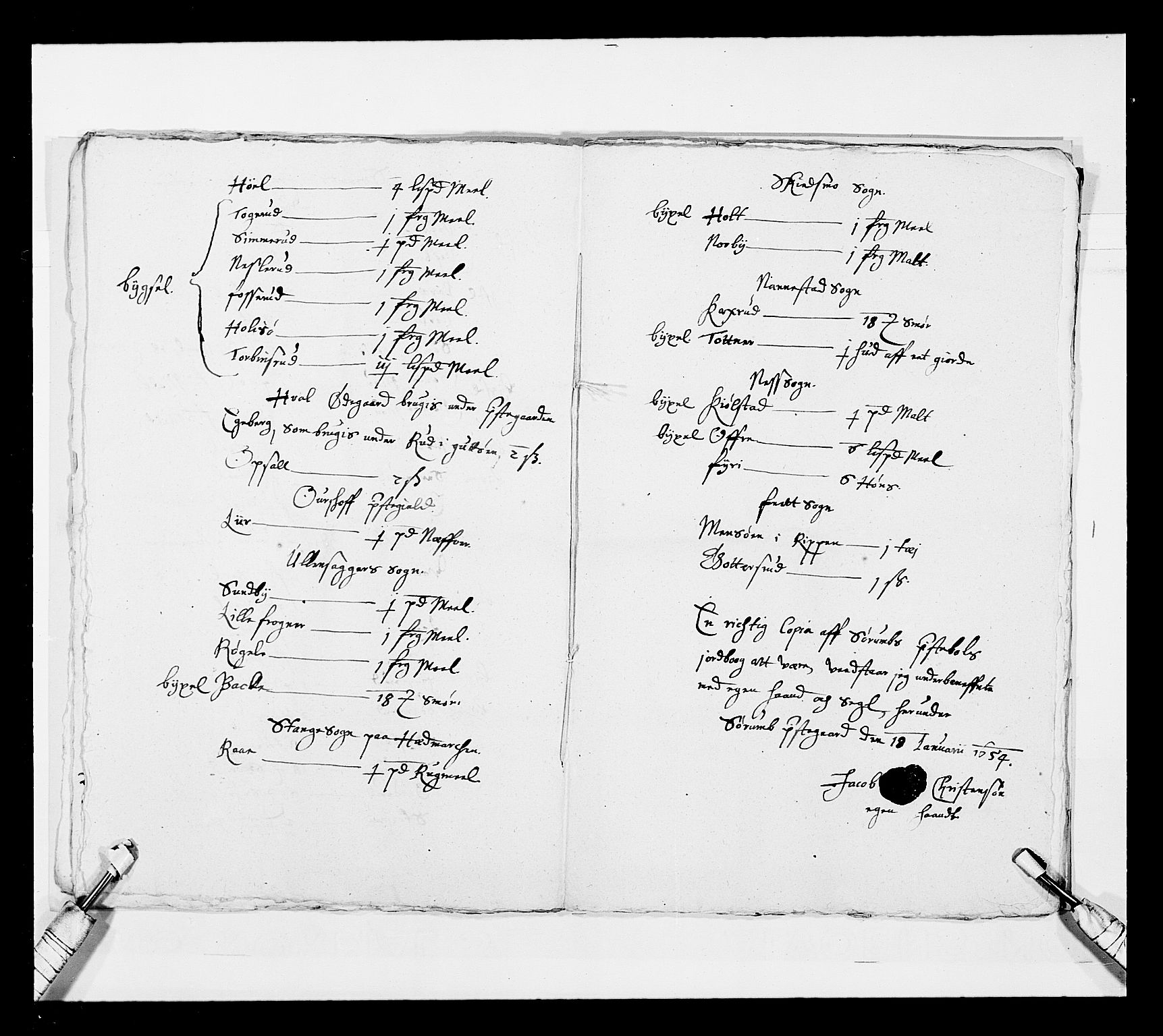 Stattholderembetet 1572-1771, RA/EA-2870/Ek/L0030/0001: Jordebøker 1633-1658: / Kirke- og prestebolsgods i Akershus len, 1654, p. 207