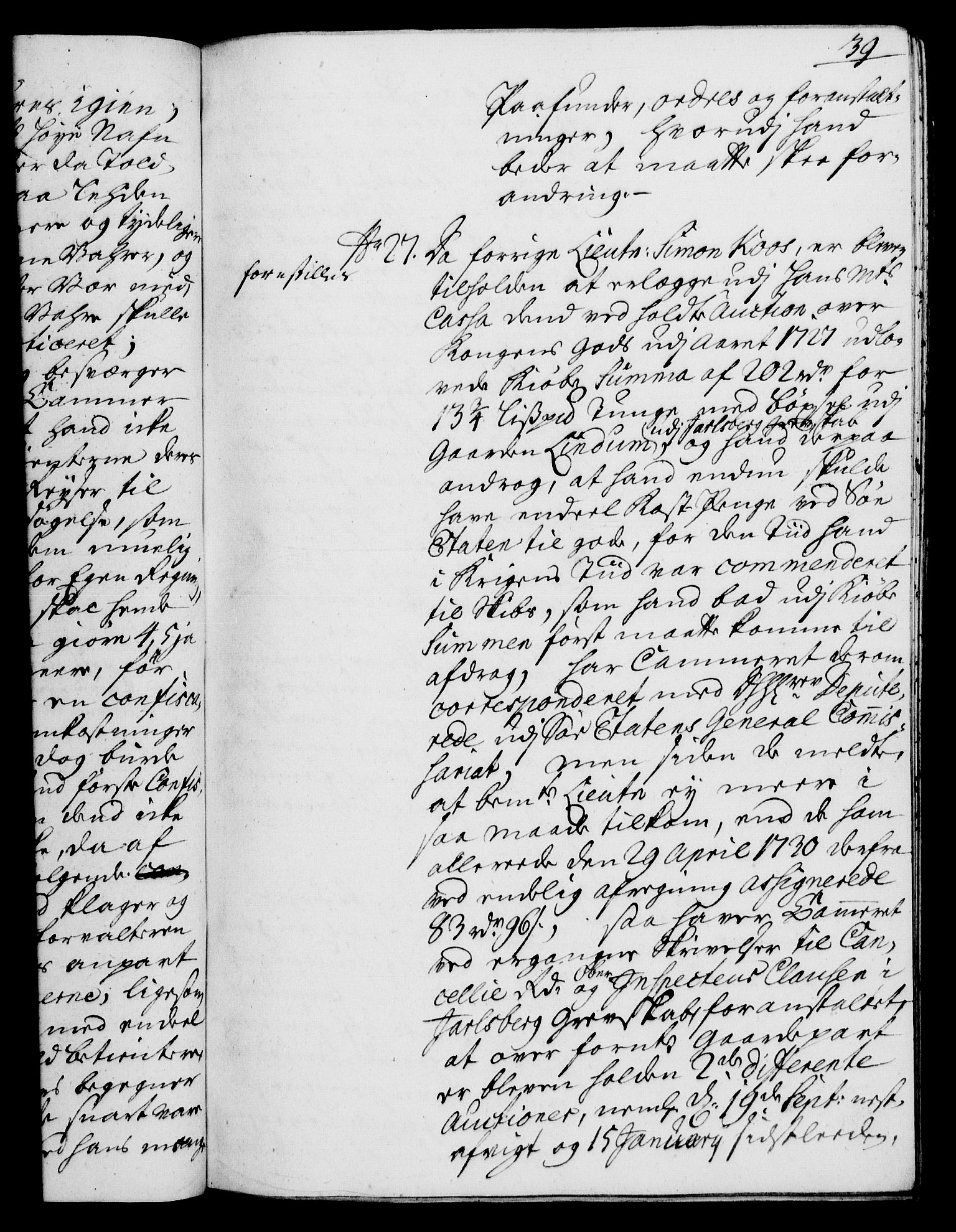 Rentekammeret, Kammerkanselliet, RA/EA-3111/G/Gh/Gha/L0020: Norsk ekstraktmemorialprotokoll (merket RK 53.65), 1738-1739, p. 39